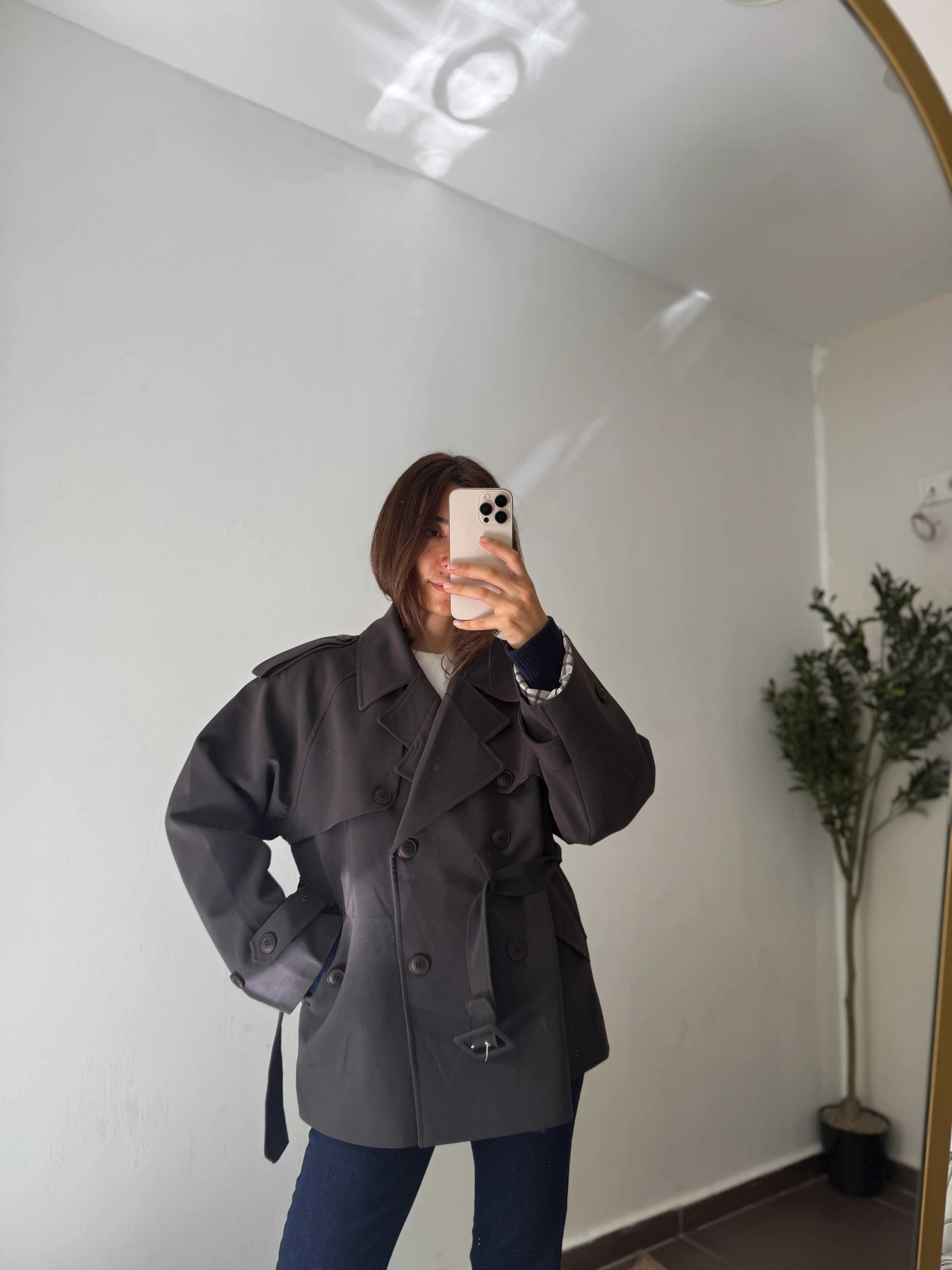 ANTRASİT KISA TRENÇKOT