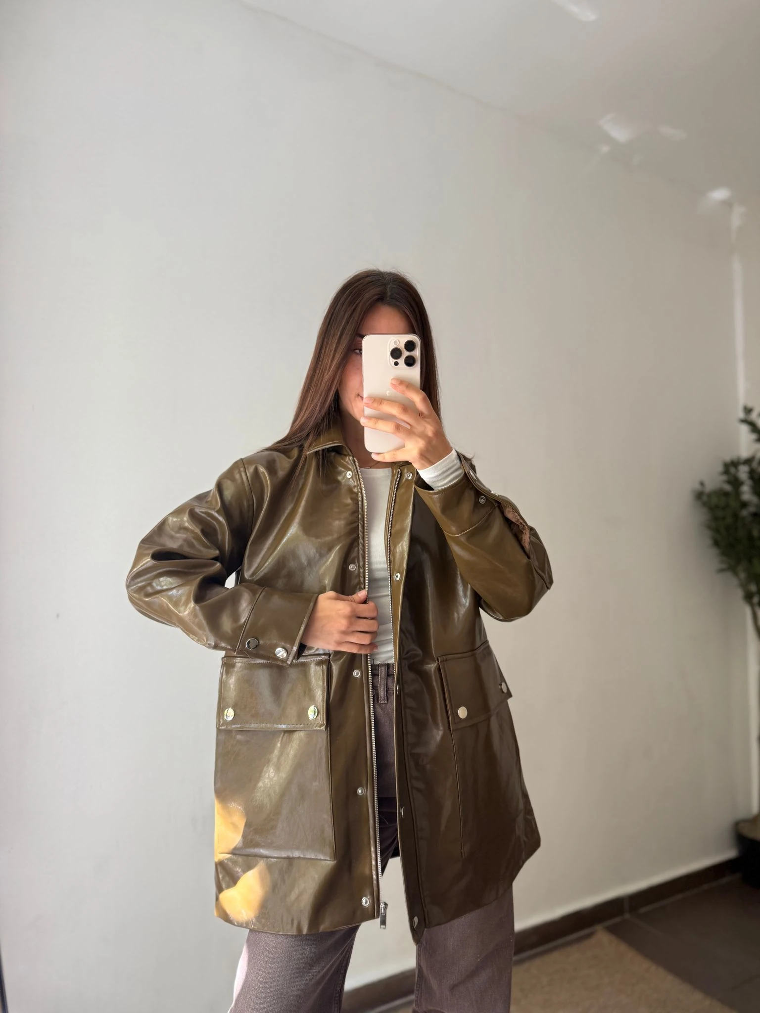 PREMİUM PARLAK DERİ CEKET  - Yeşil