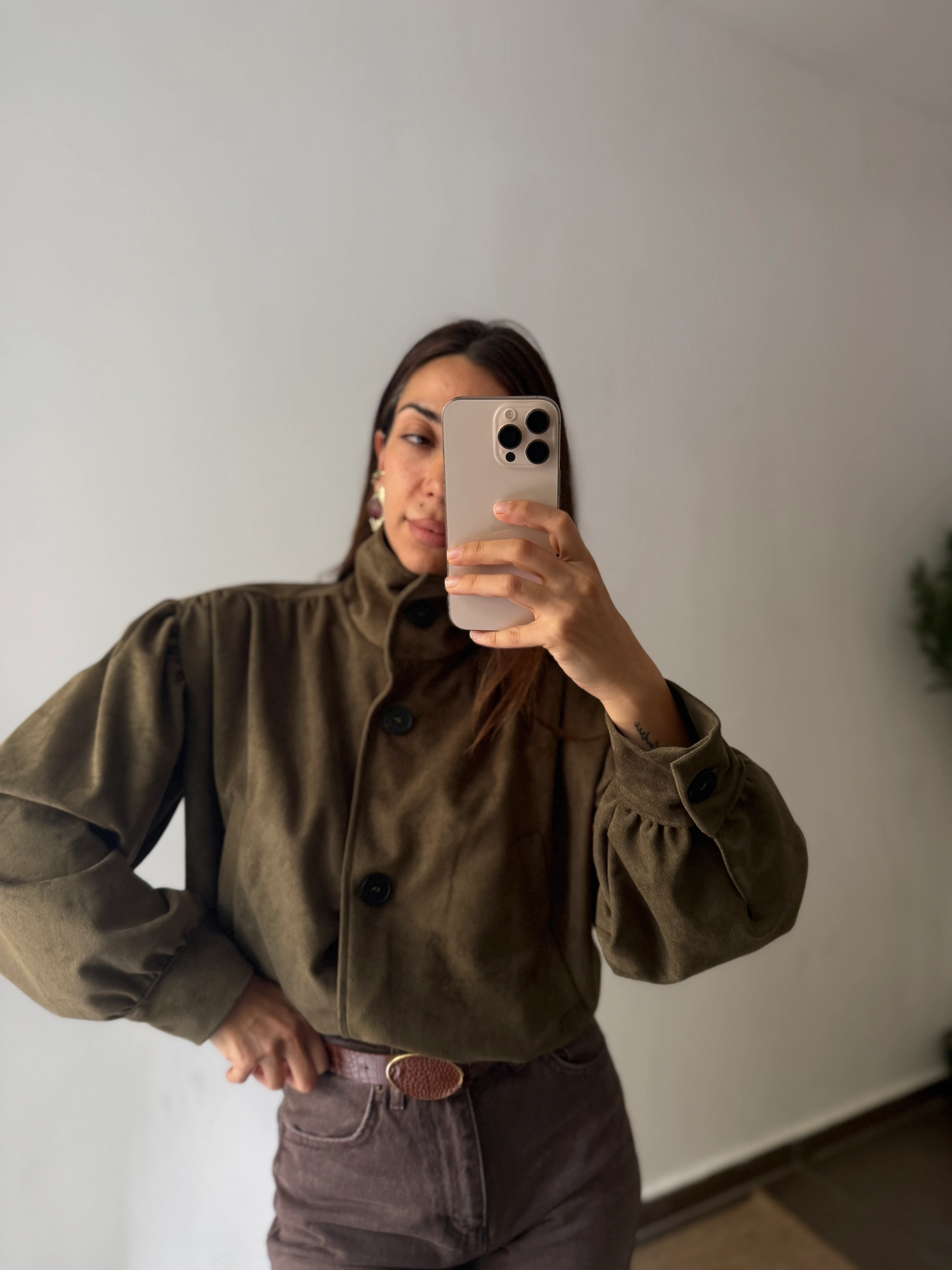 DİK YAKA NUBUK CEKET 