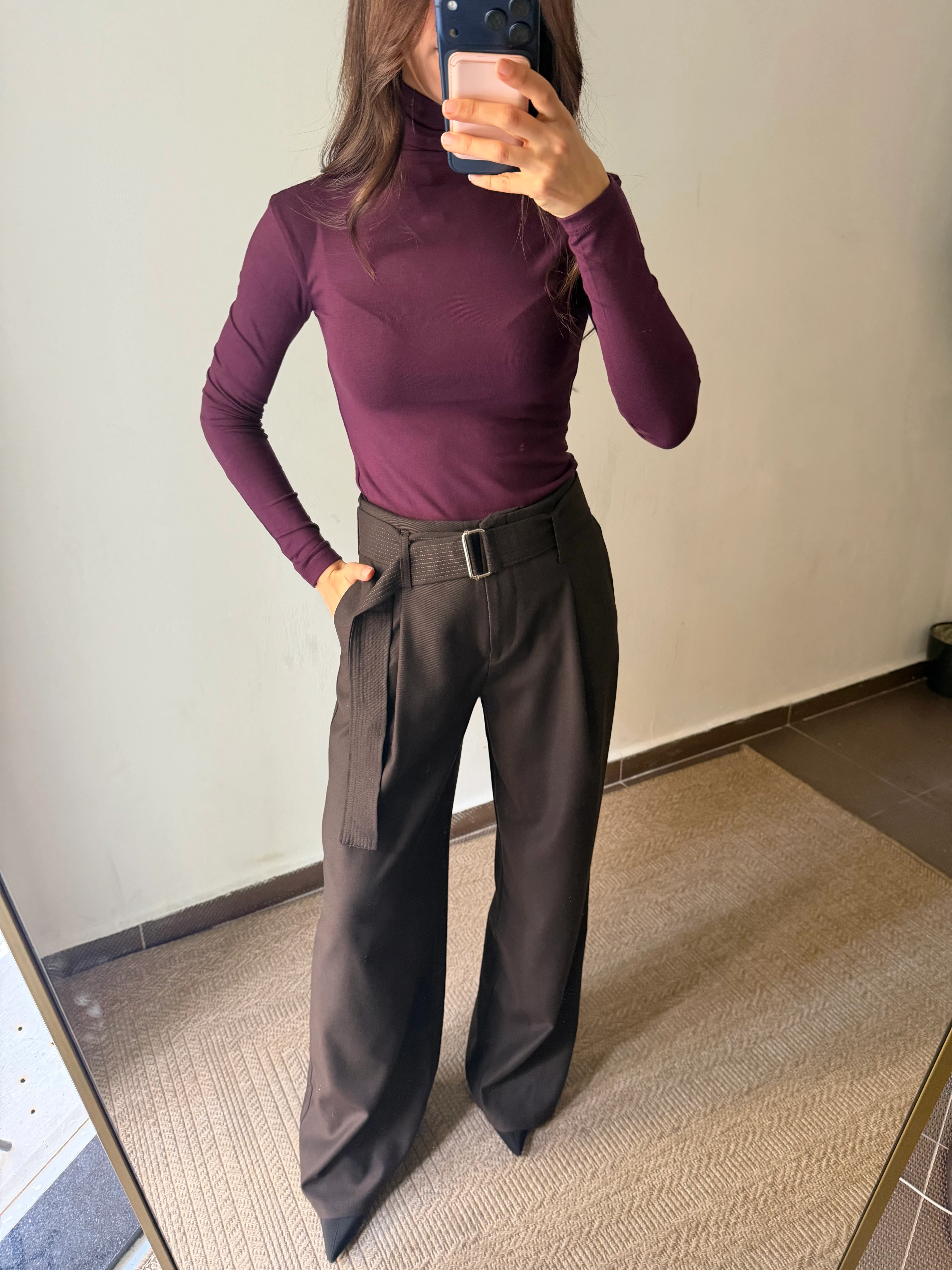 PİLİLİ KEMERLİ BOL PAÇA PANTOLON  - Kahve