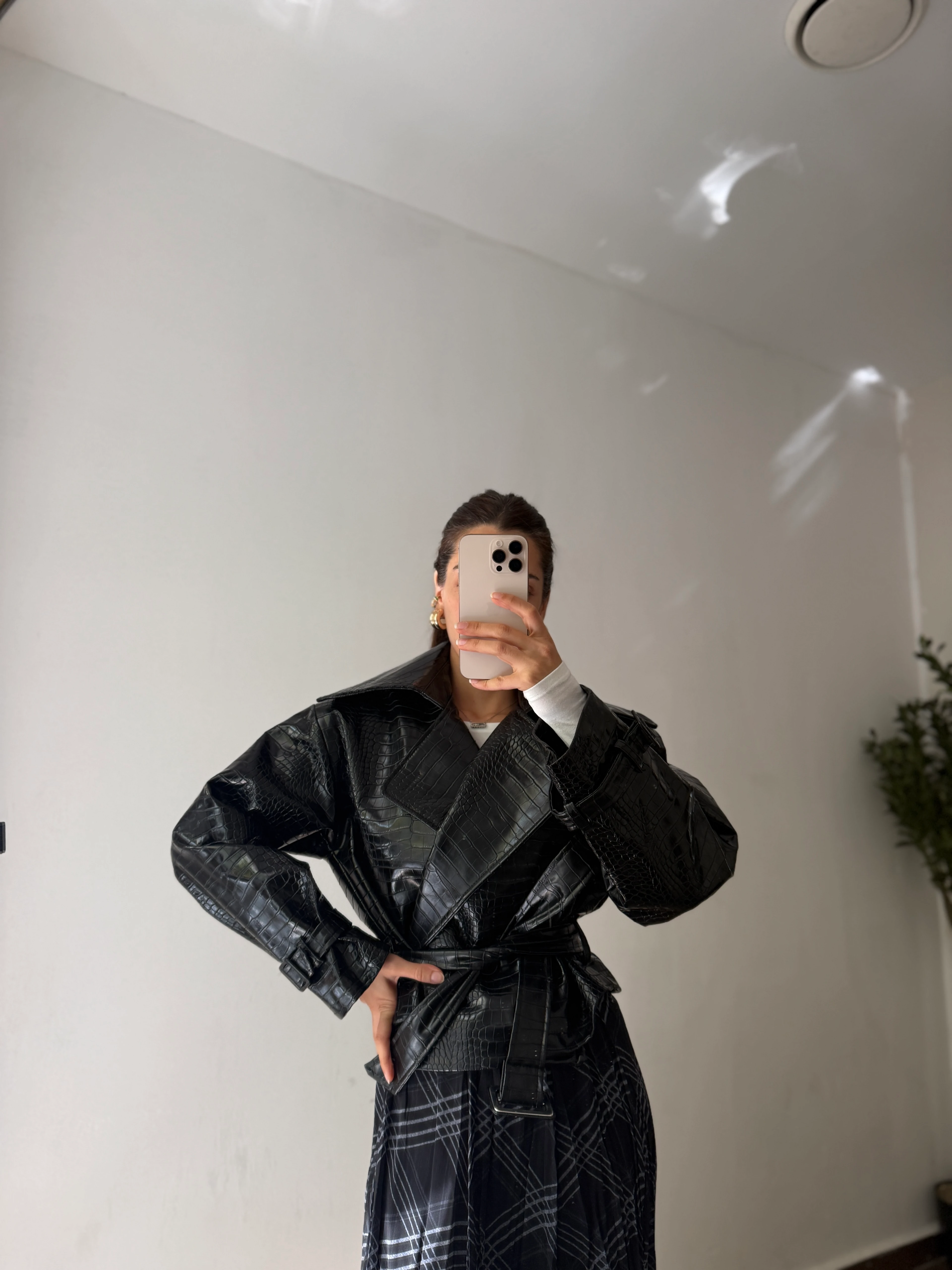 KROKO YAKALI DERİ CEKET 