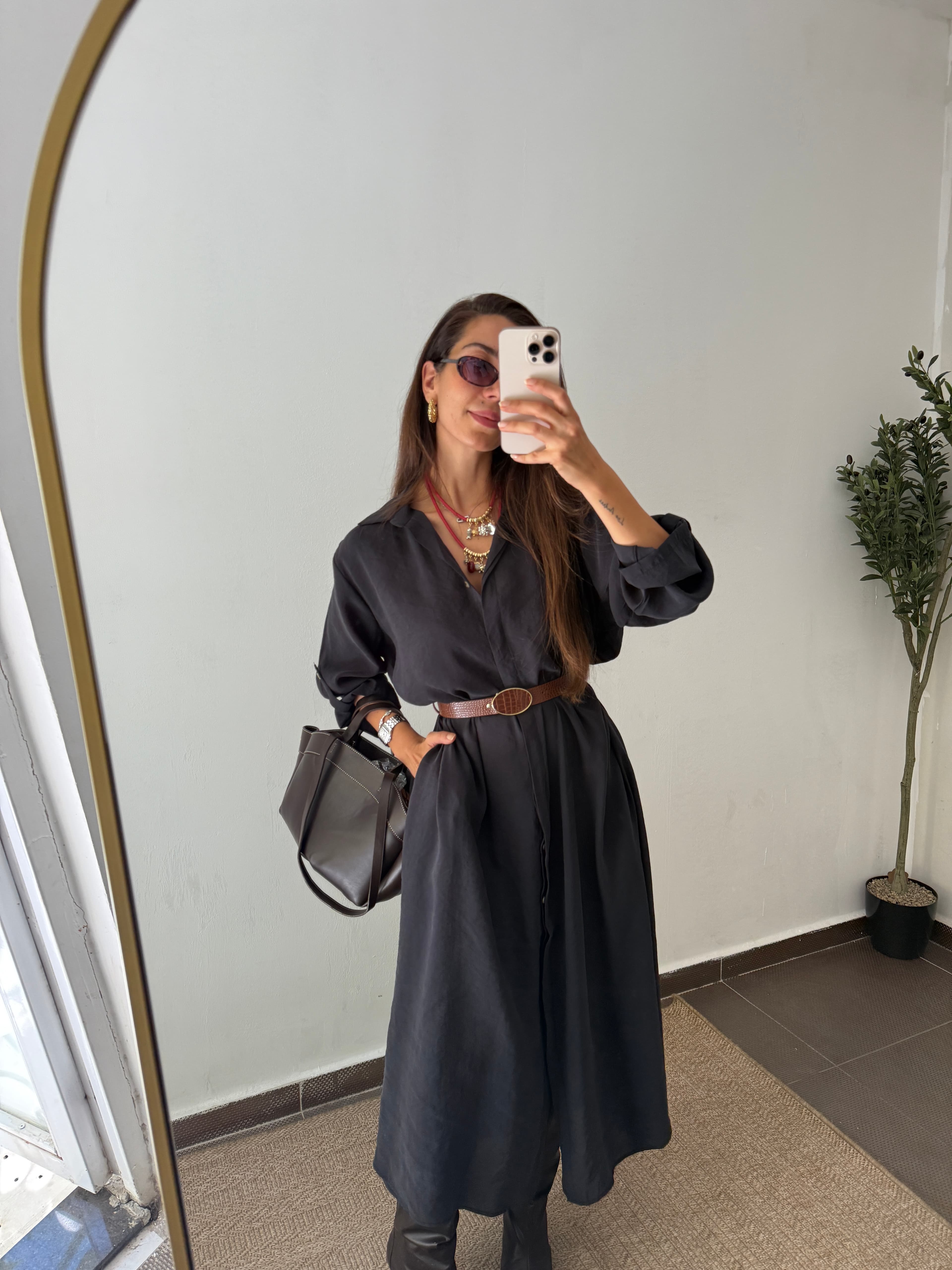 KEMERLİ GÖMLEK ELBİSE