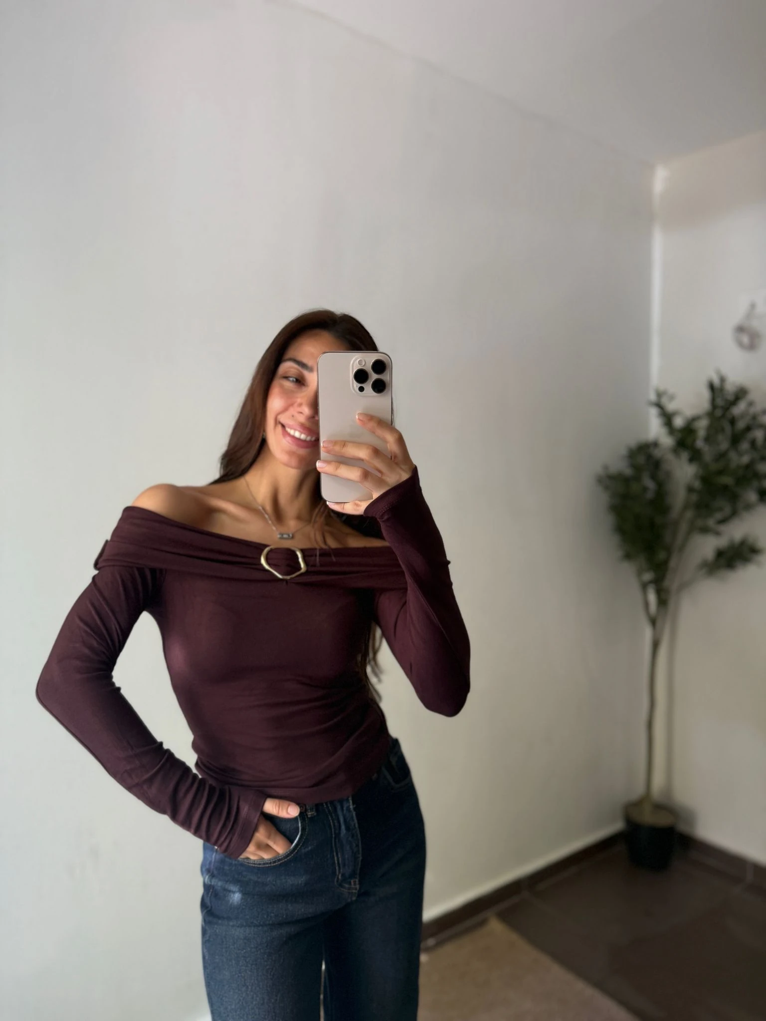 GOLD DETAY MADONNA YAKA  - Kahve