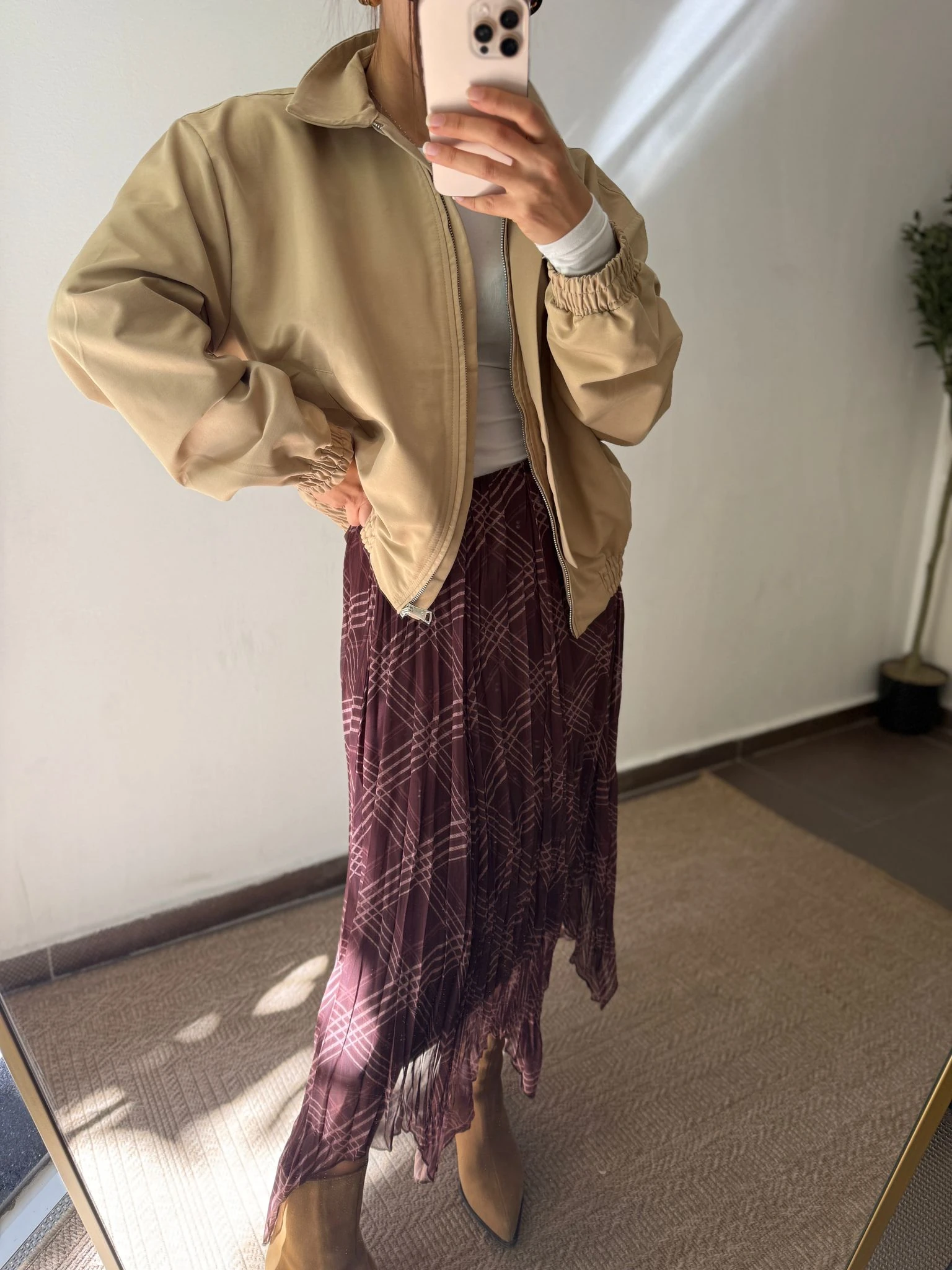 EKOSE ŞİFON ASİMETRİK ETEK - Bordo