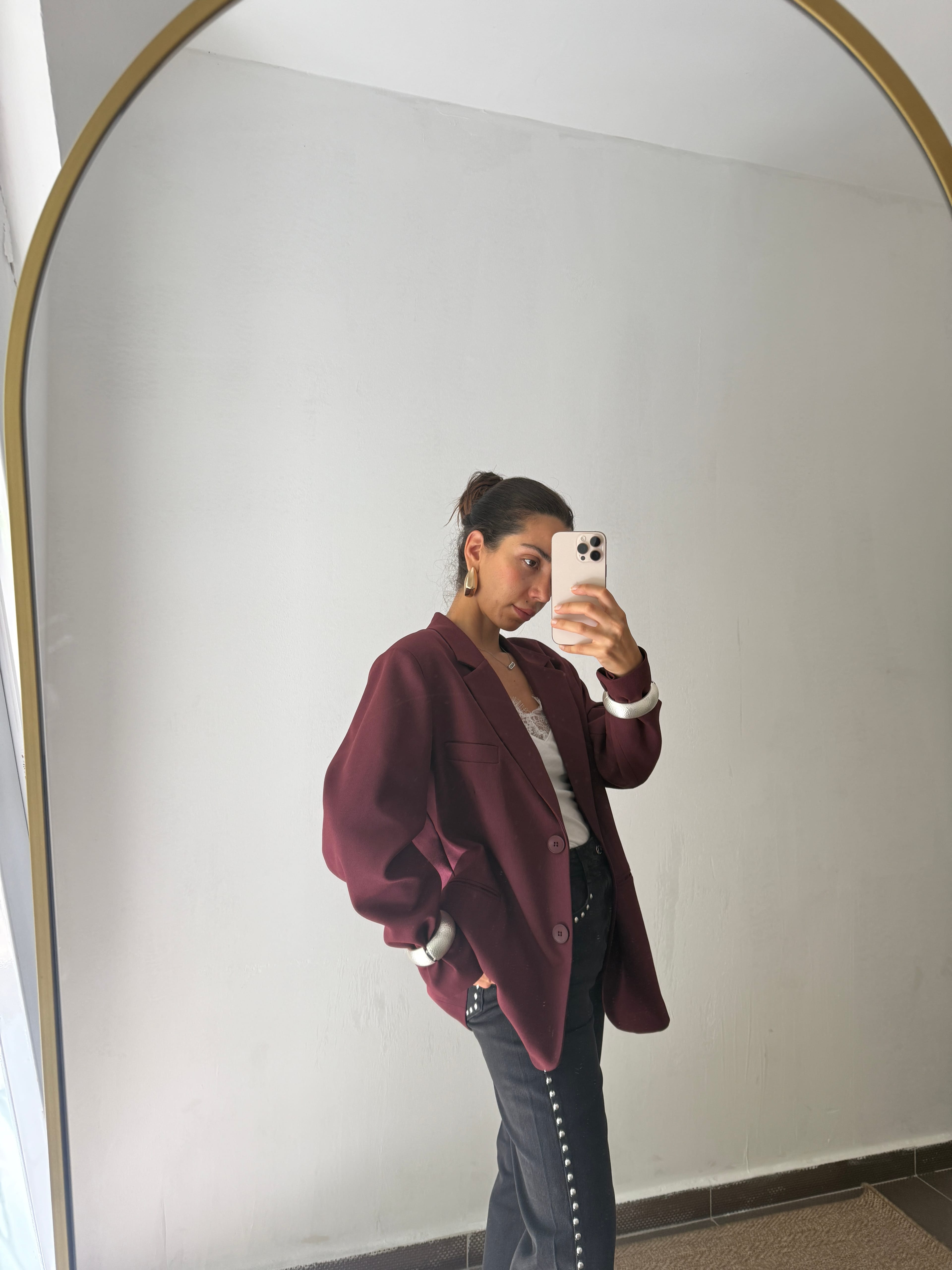 BORDO BLAZER OVERSİZE