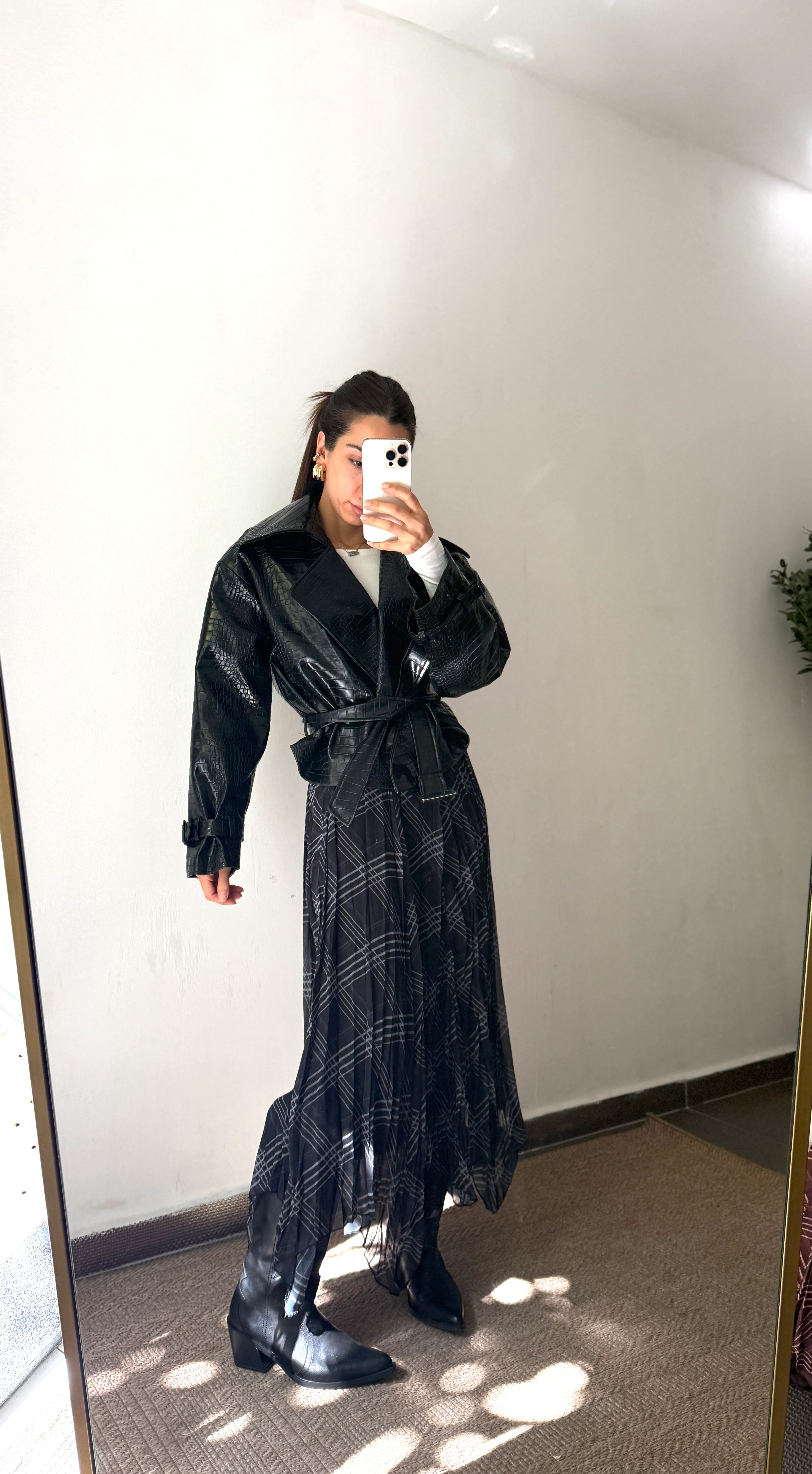 KROKO YAKALI DERİ CEKET 