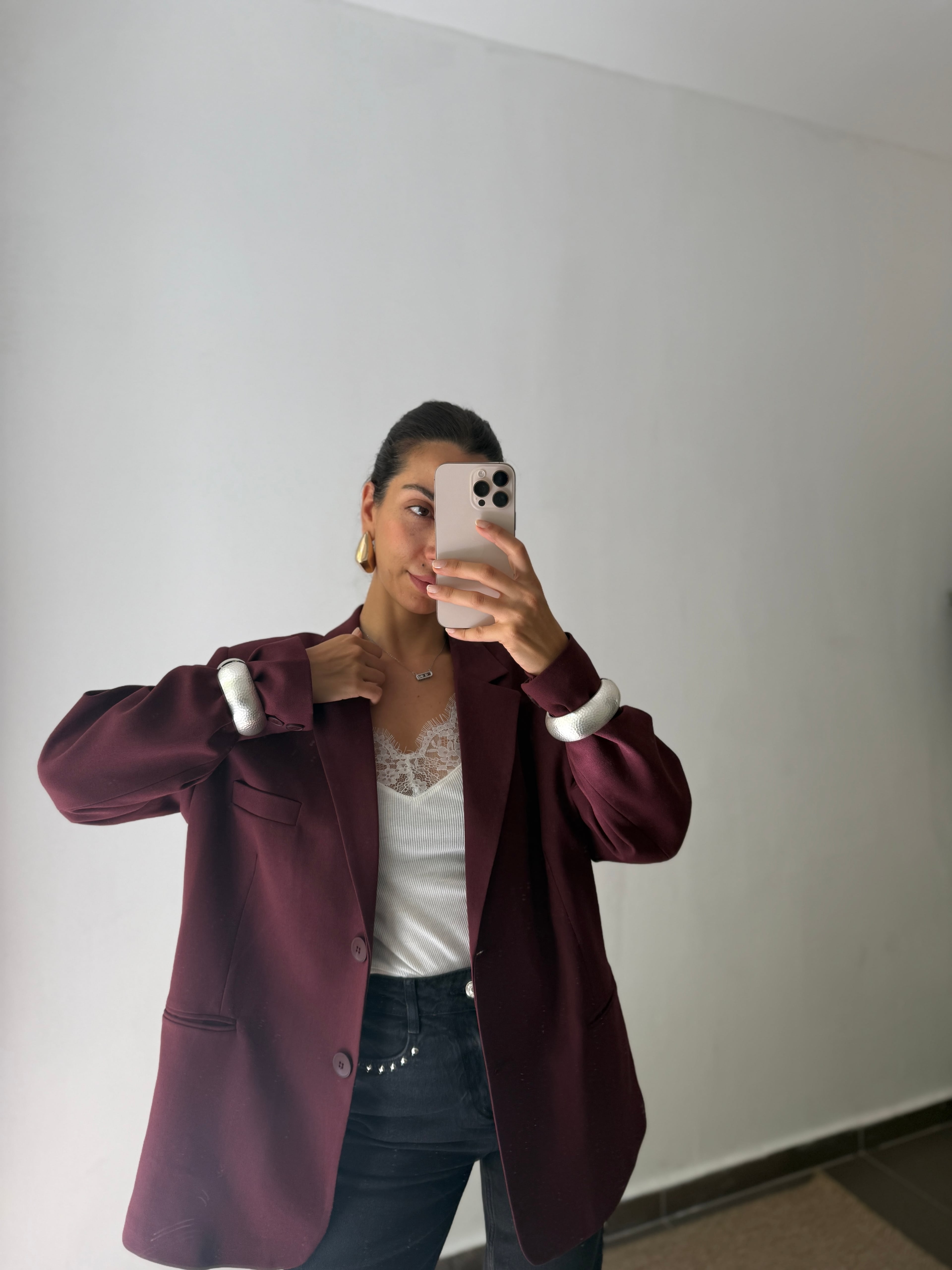 BORDO BLAZER OVERSİZE