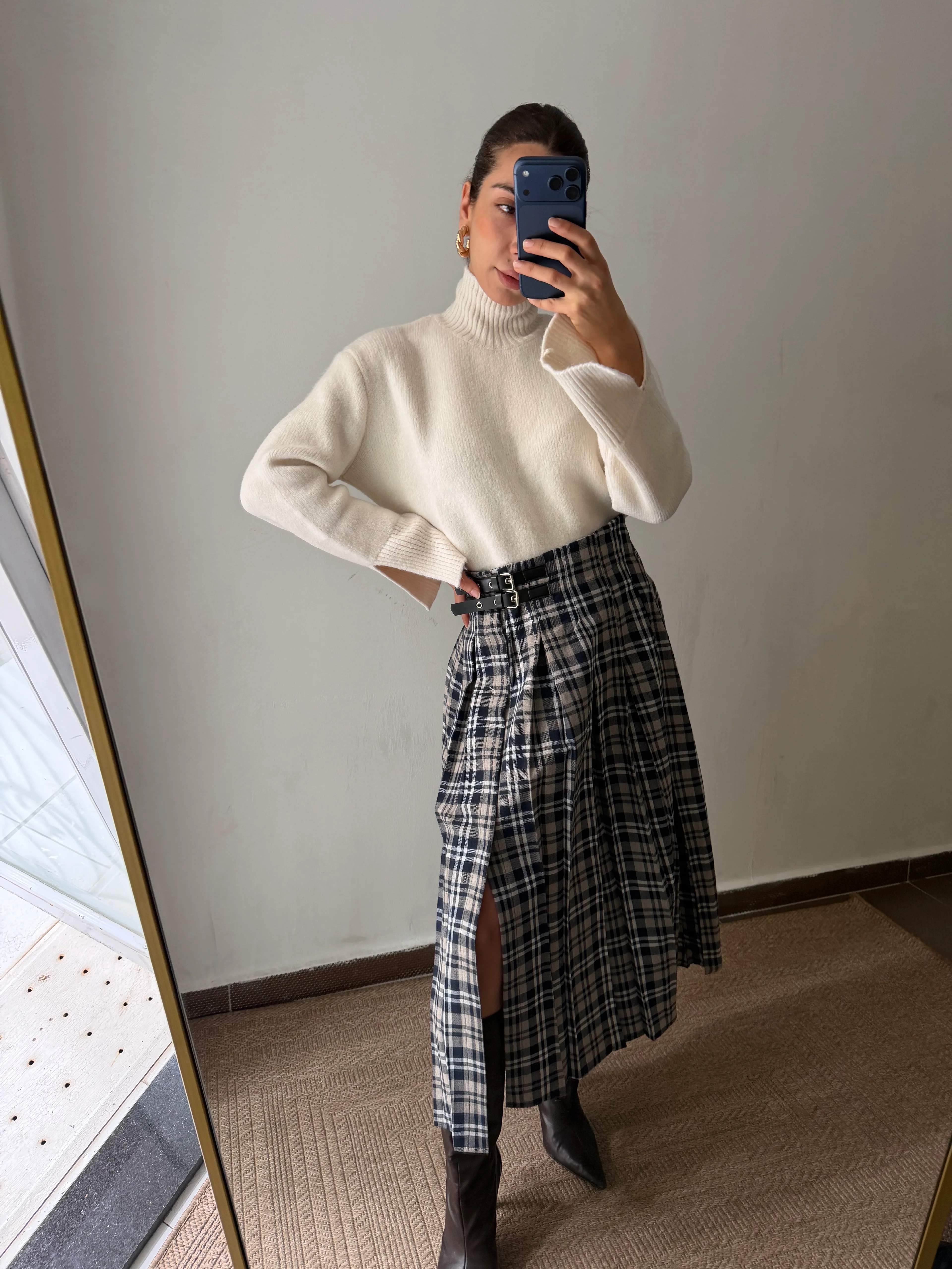 EKOSE BEL DETAYLI lacivert bej 