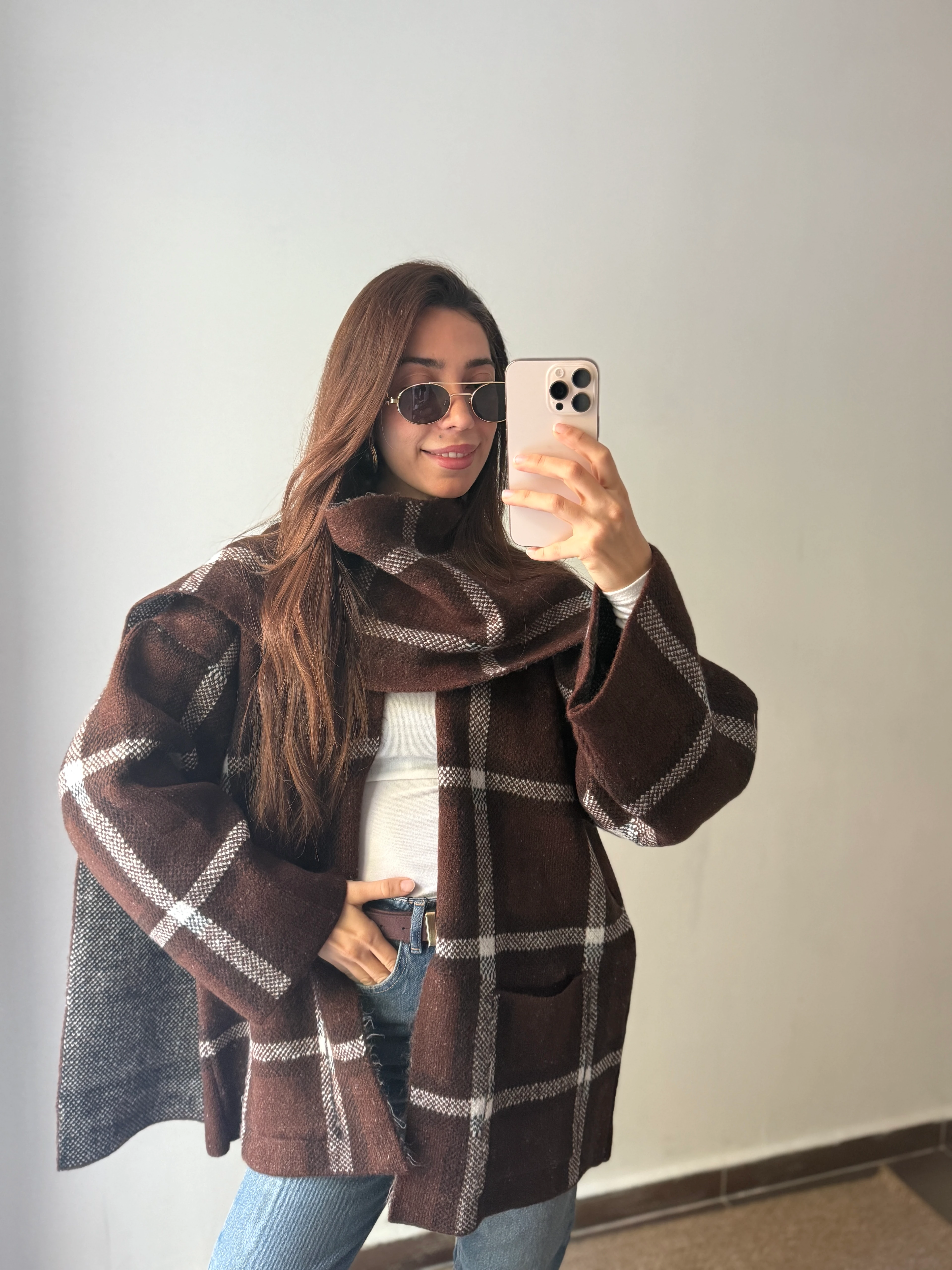 TRİKO KARE ATKILI CEKET