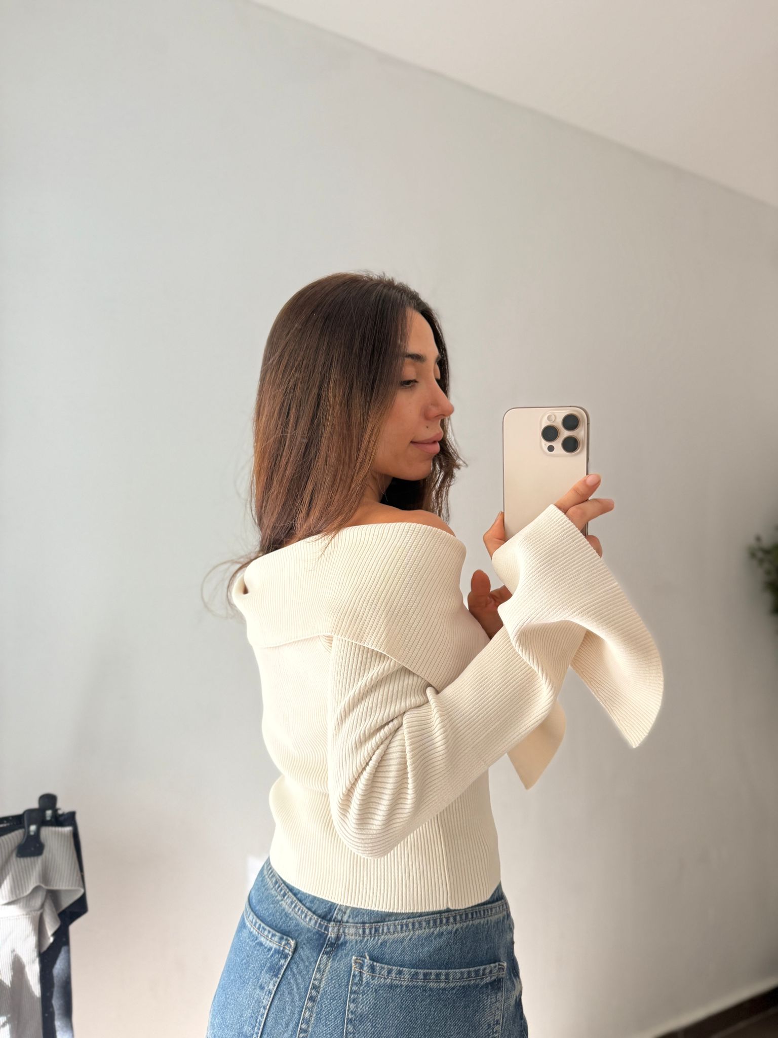 FERMUAR DETAY YAKALI BLUZ  - Taş