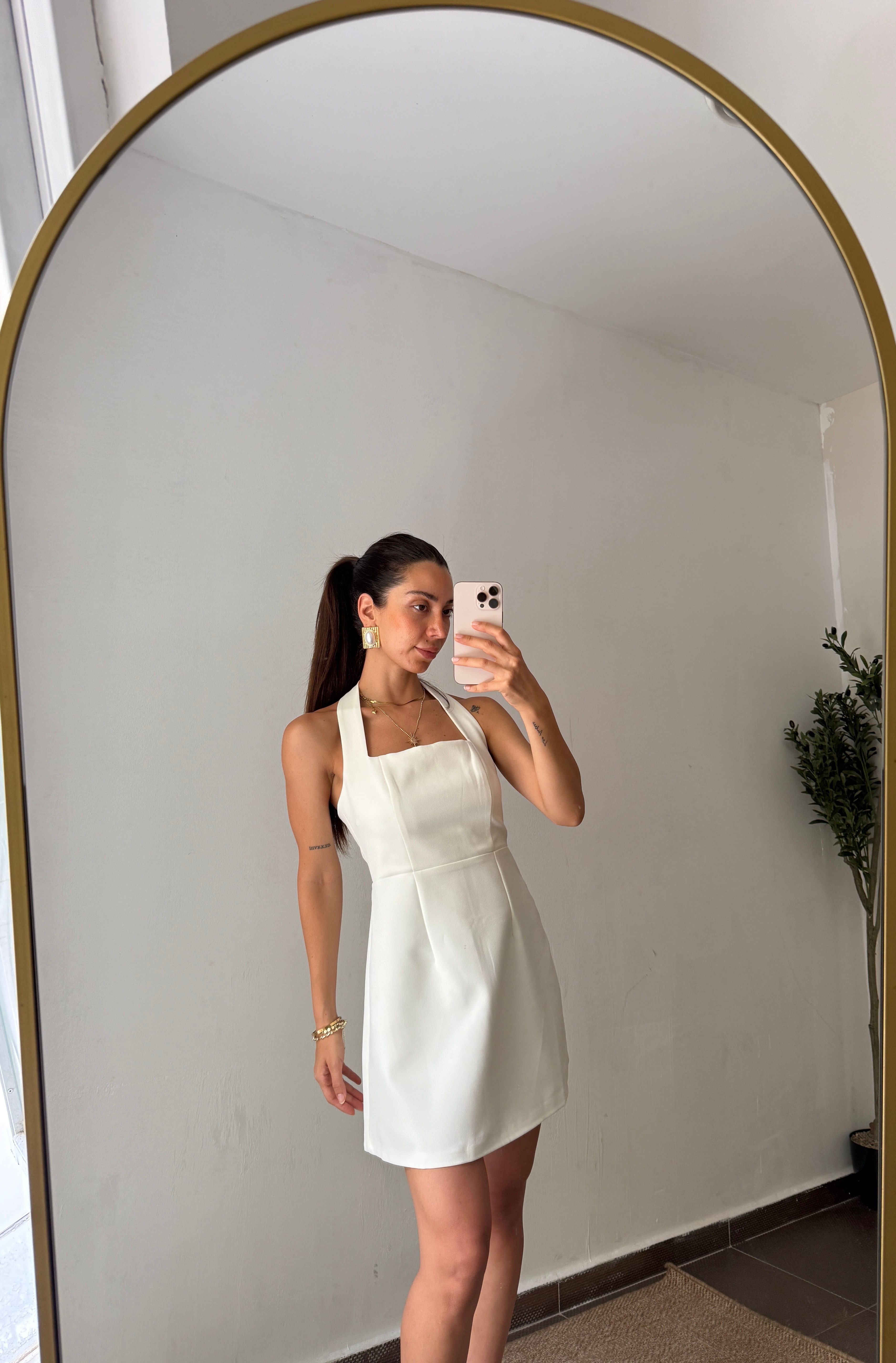 BEYAZ PREMİUM MİNİ ELBiSE