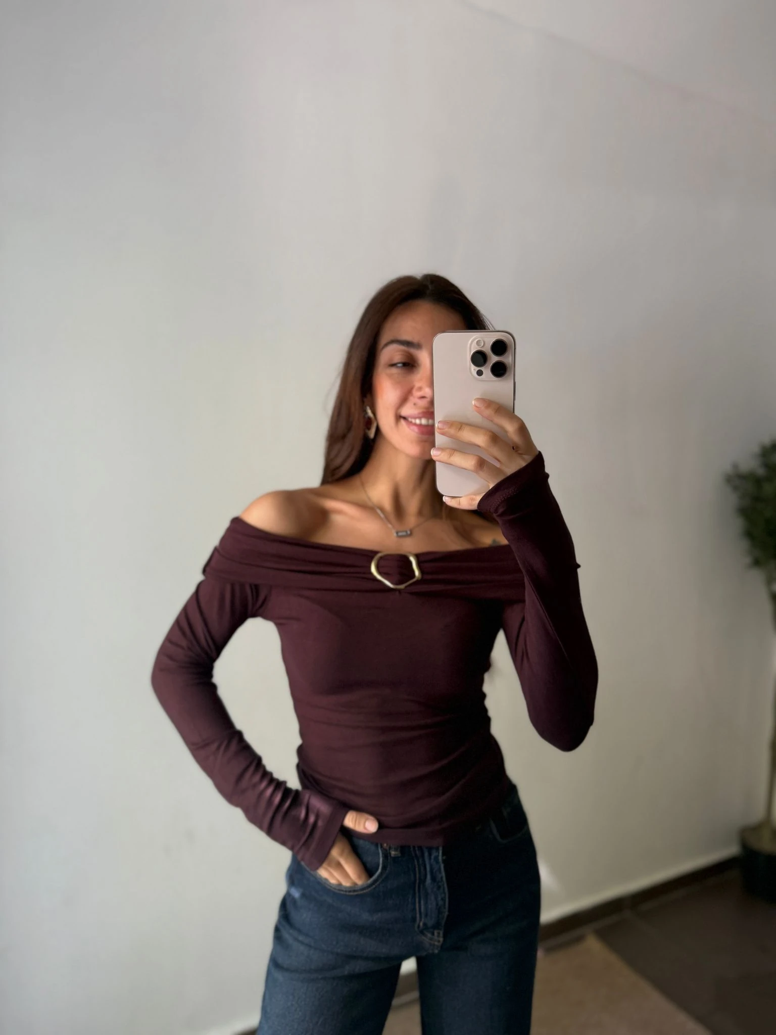 GOLD DETAY MADONNA YAKA  - Kahve