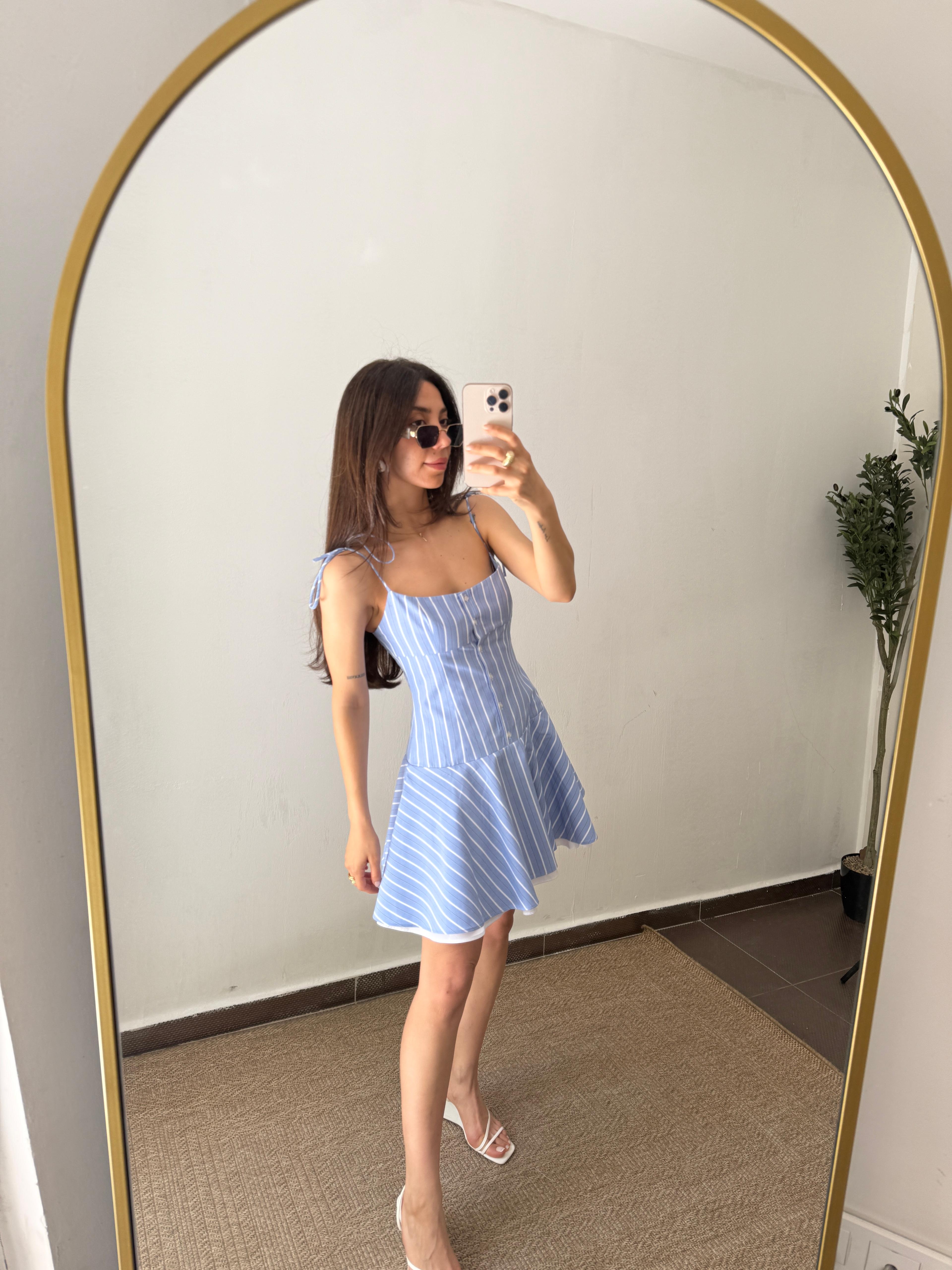 ÇİZGİLİ TASARIM ELBİSE