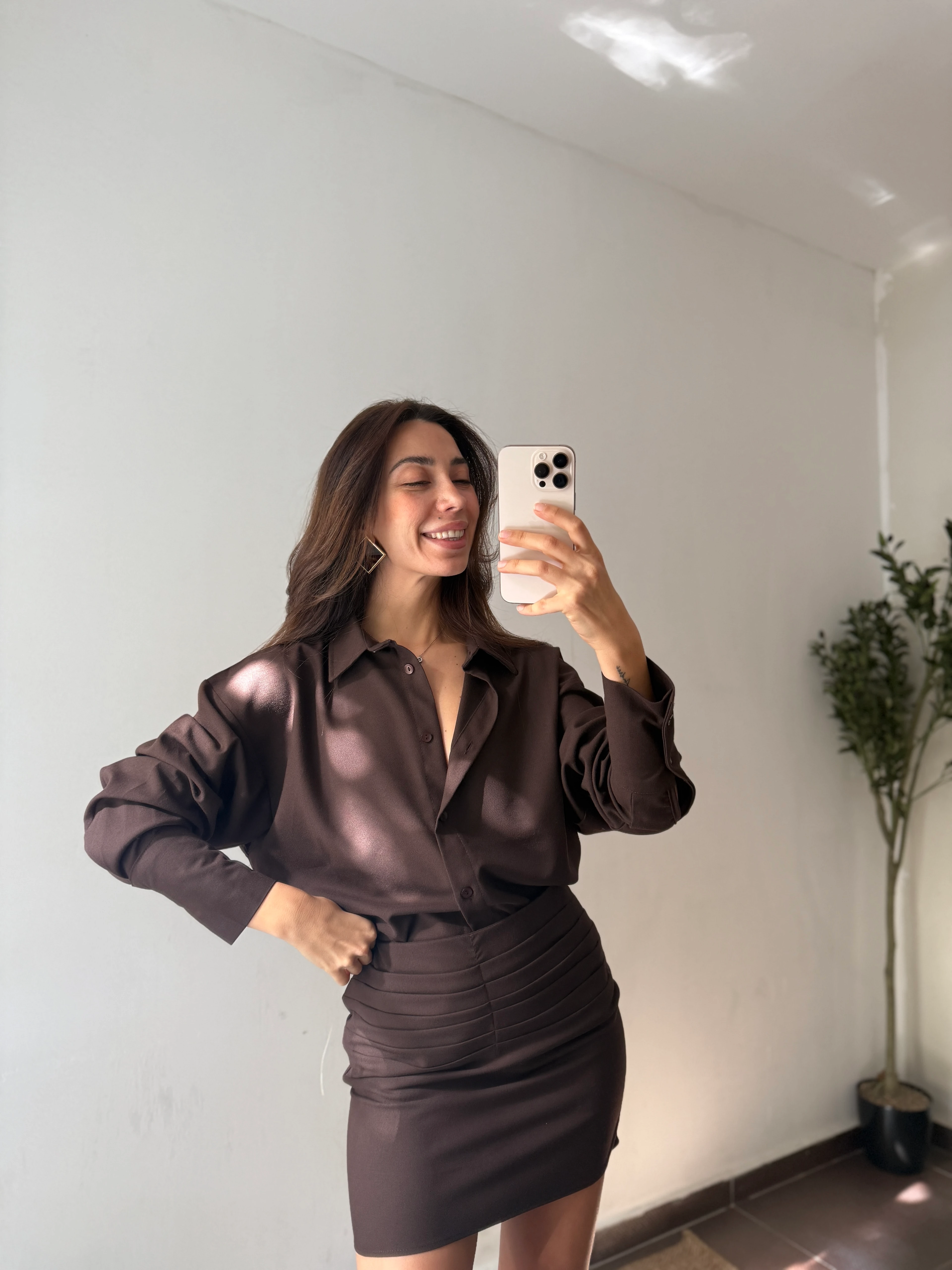 KAHVE GÖMLEK ETEK TAKIM 