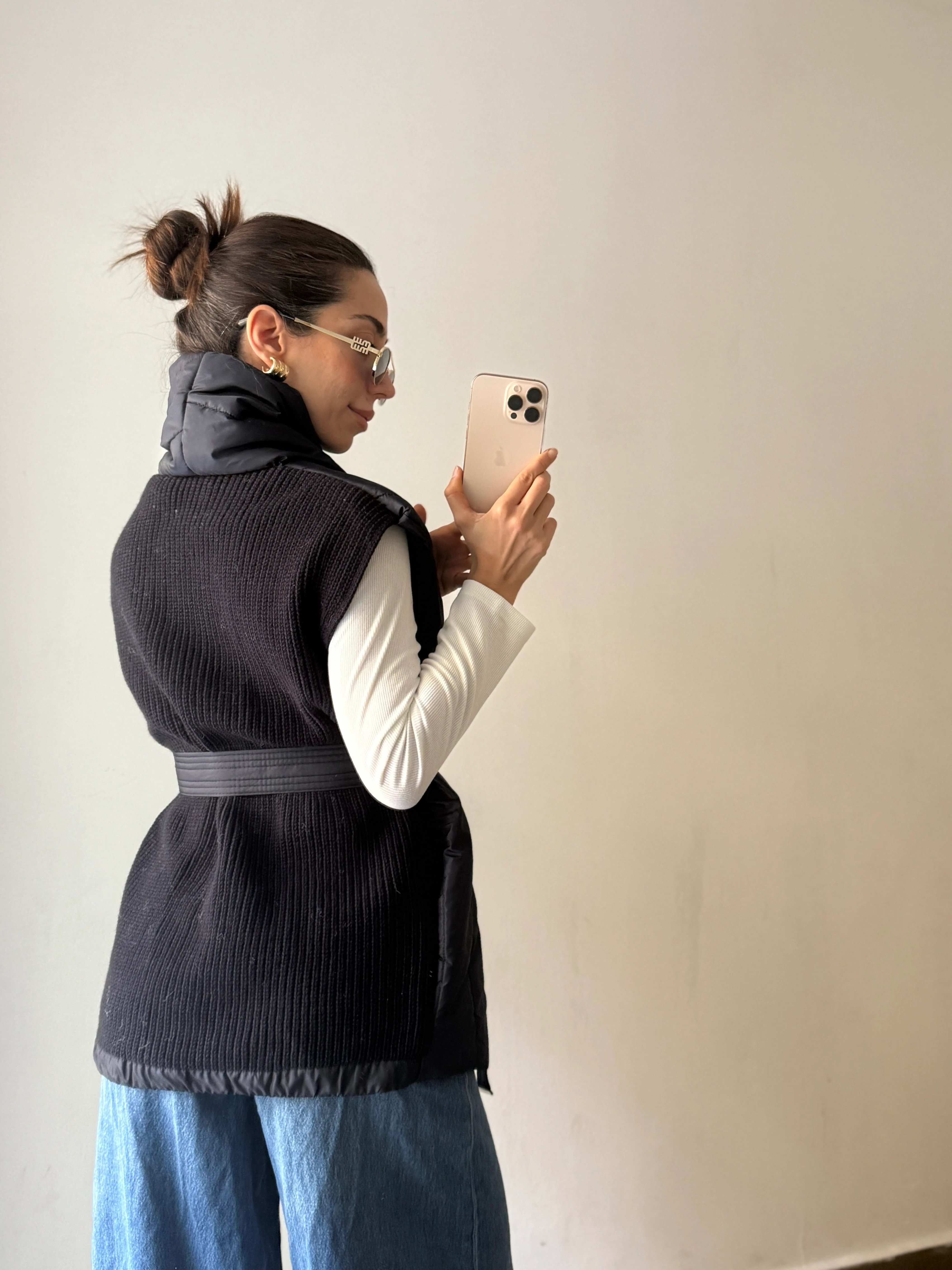 ŞİŞME  ARKA DETAYLI KUŞAKLI YELEK 