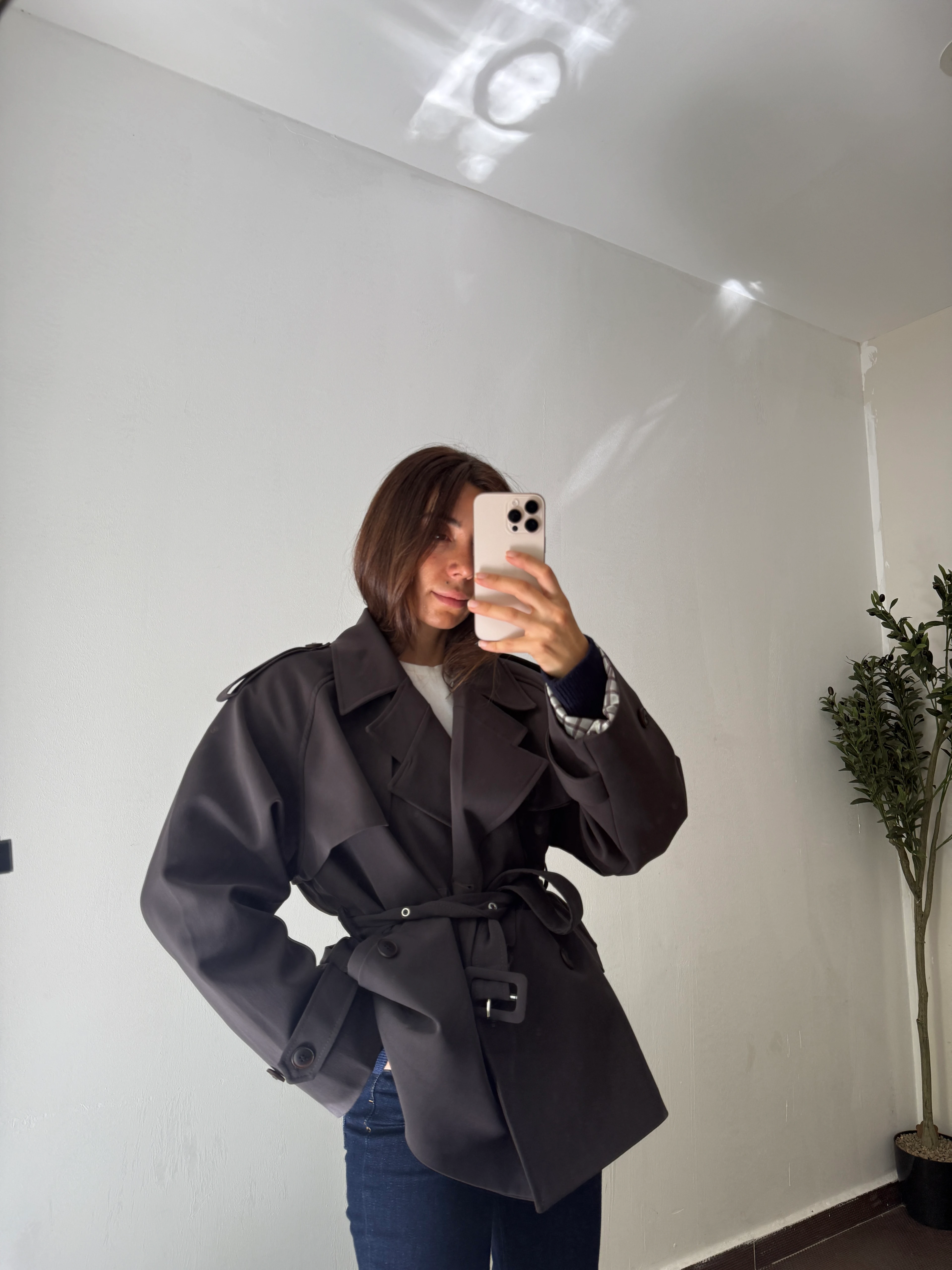 ANTRASİT KISA TRENÇKOT