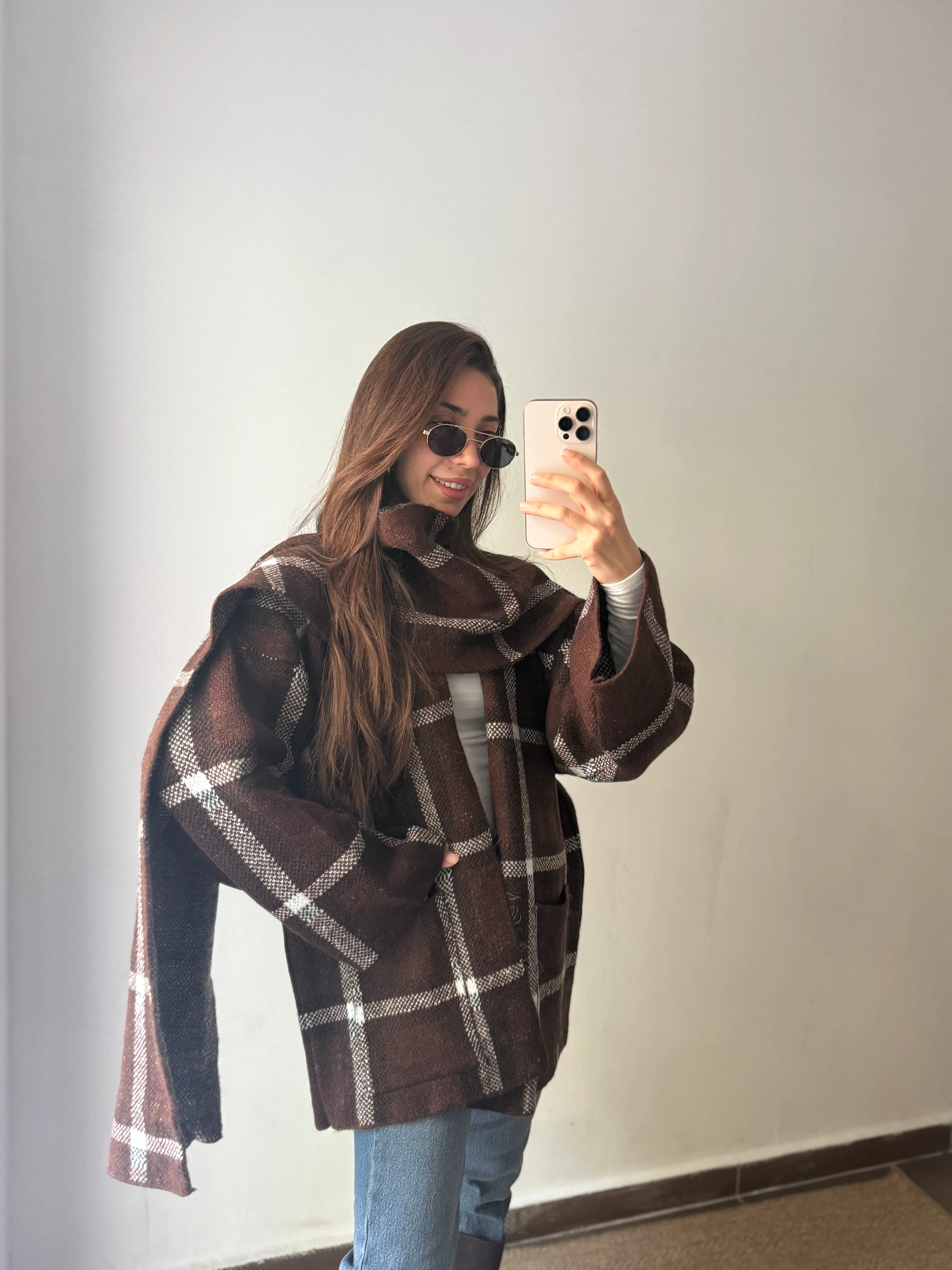 TRİKO KARE ATKILI CEKET