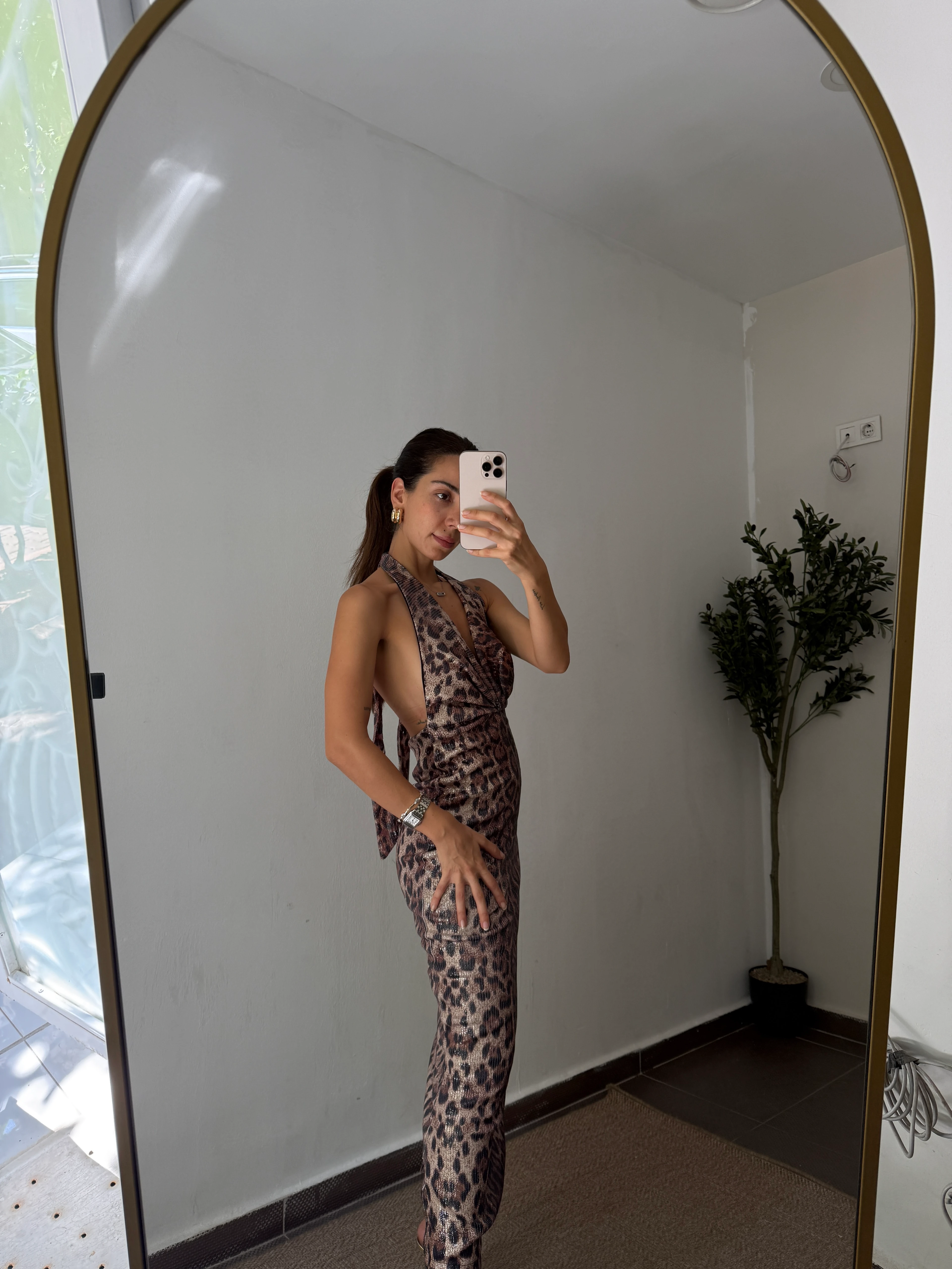 LEOPAR DEKOLTELİ ELBİSE