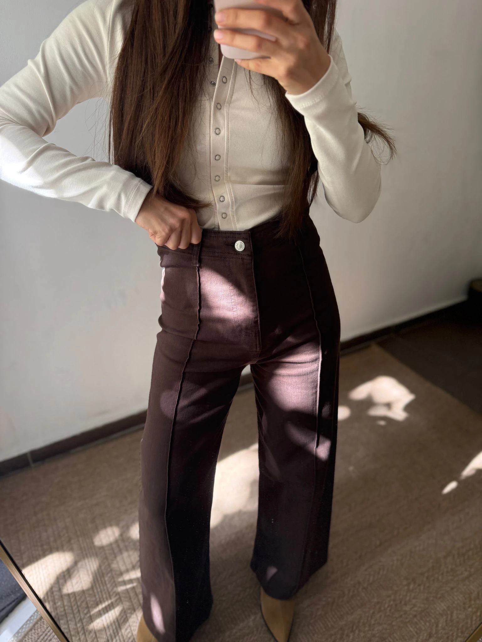 ÇİMA DETAYLI PANTOLON  - Kahve