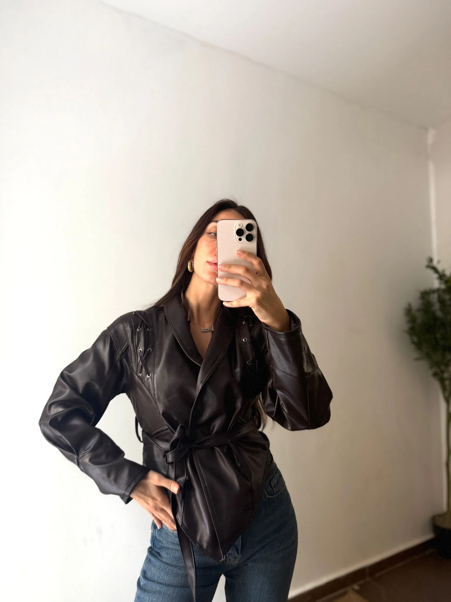 TASARIM MİLAN DERİ CEKET - Kahve