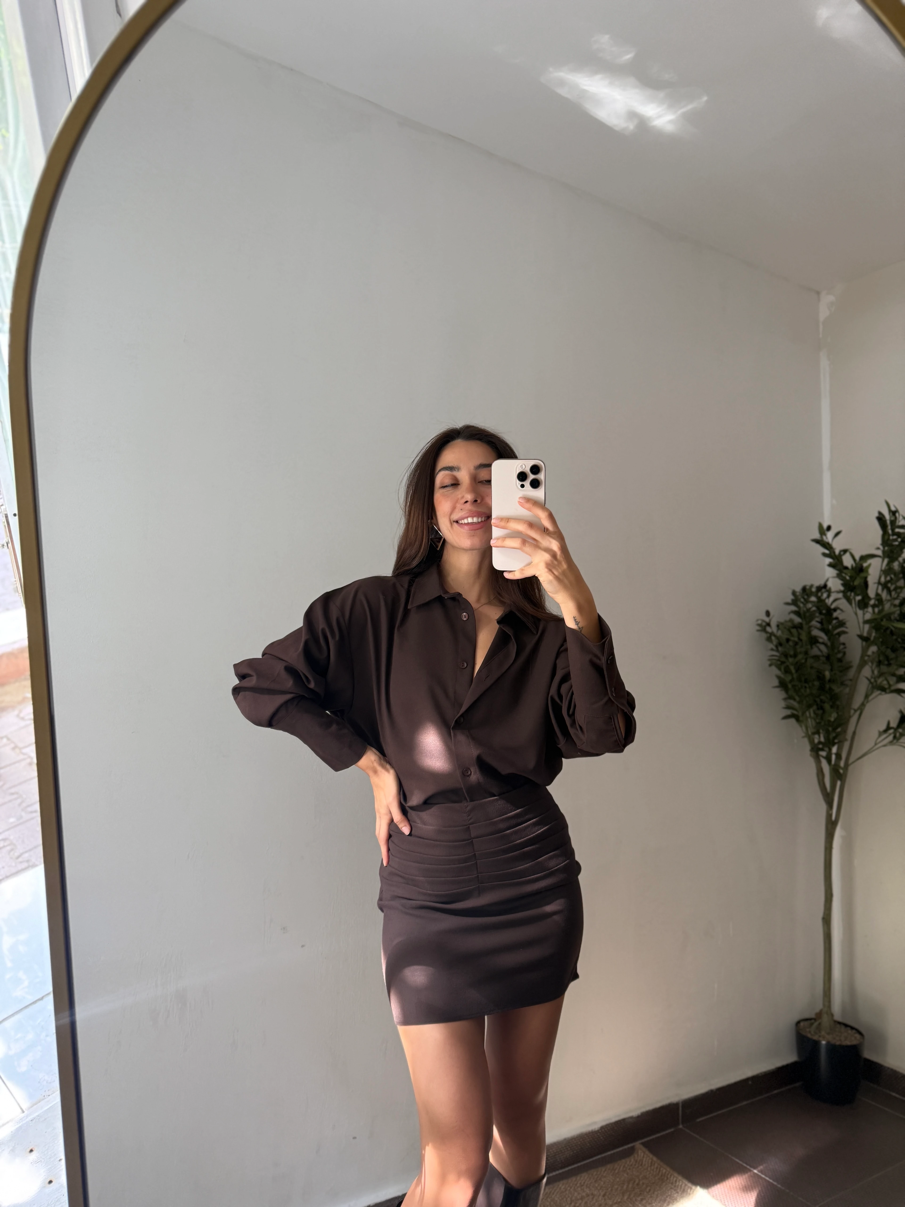 KAHVE GÖMLEK ETEK TAKIM 