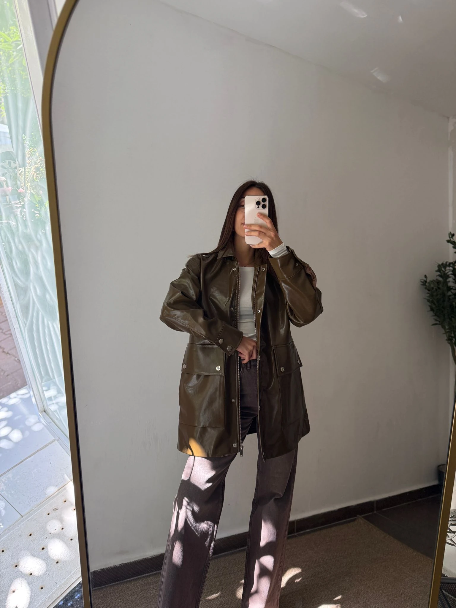 PREMİUM PARLAK DERİ CEKET  - Yeşil