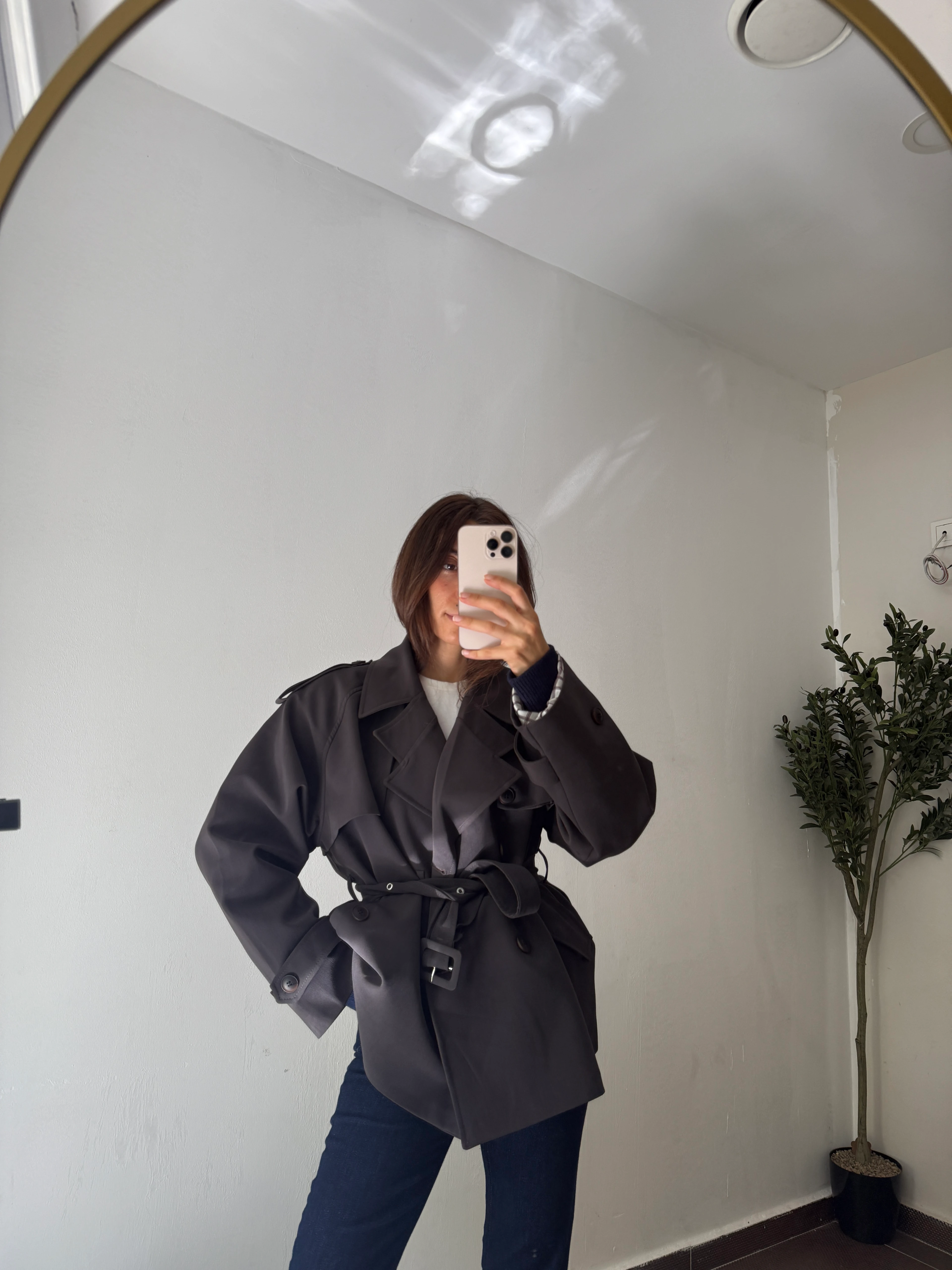 ANTRASİT KISA TRENÇKOT