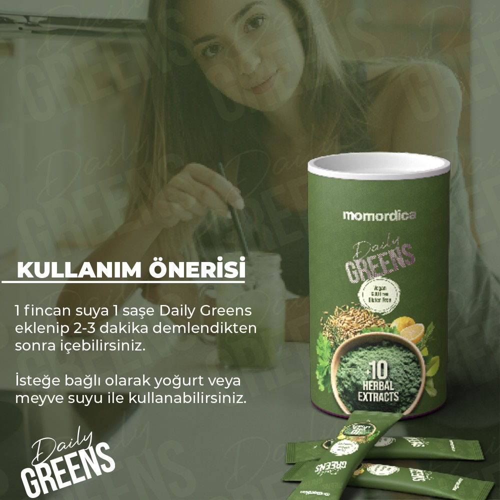 Daily Greens - 11 Bitki İçeren 20 Günlük Öğün Tozu Vegan