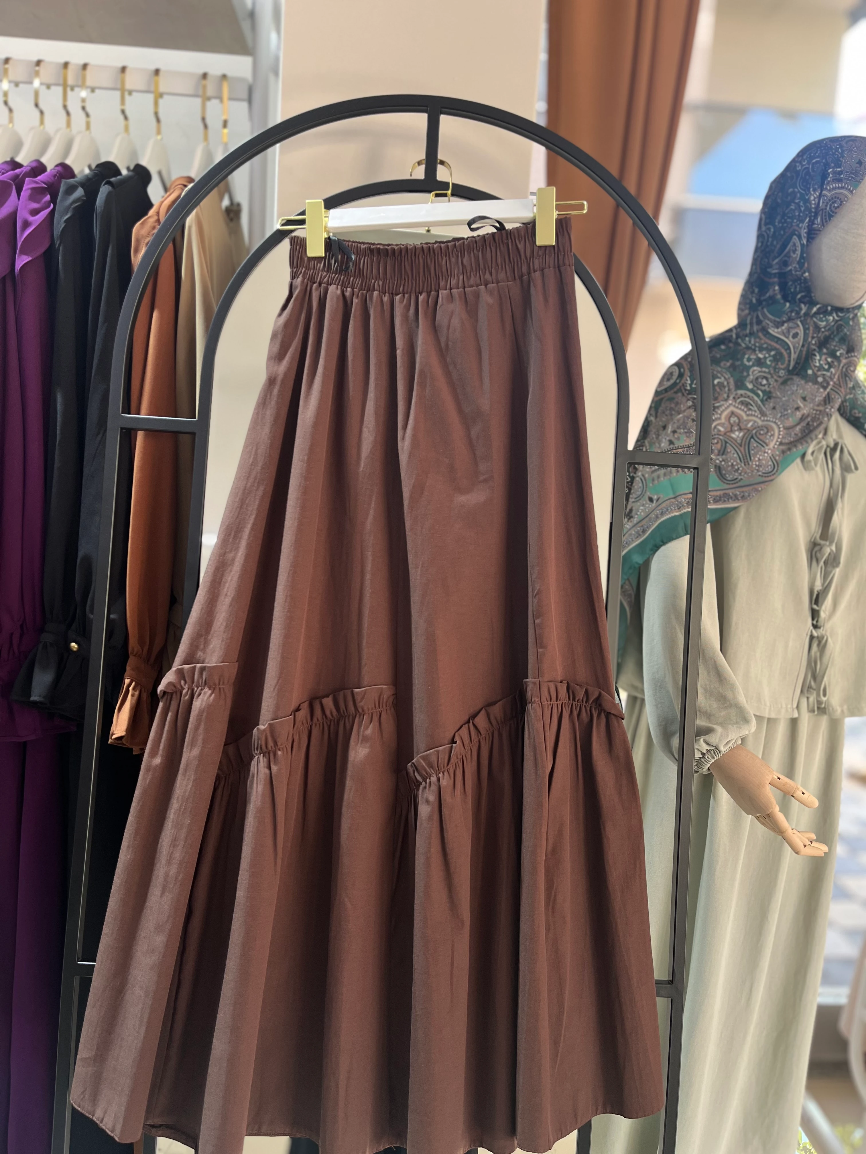 Bohem Katlı Etek - Kahve