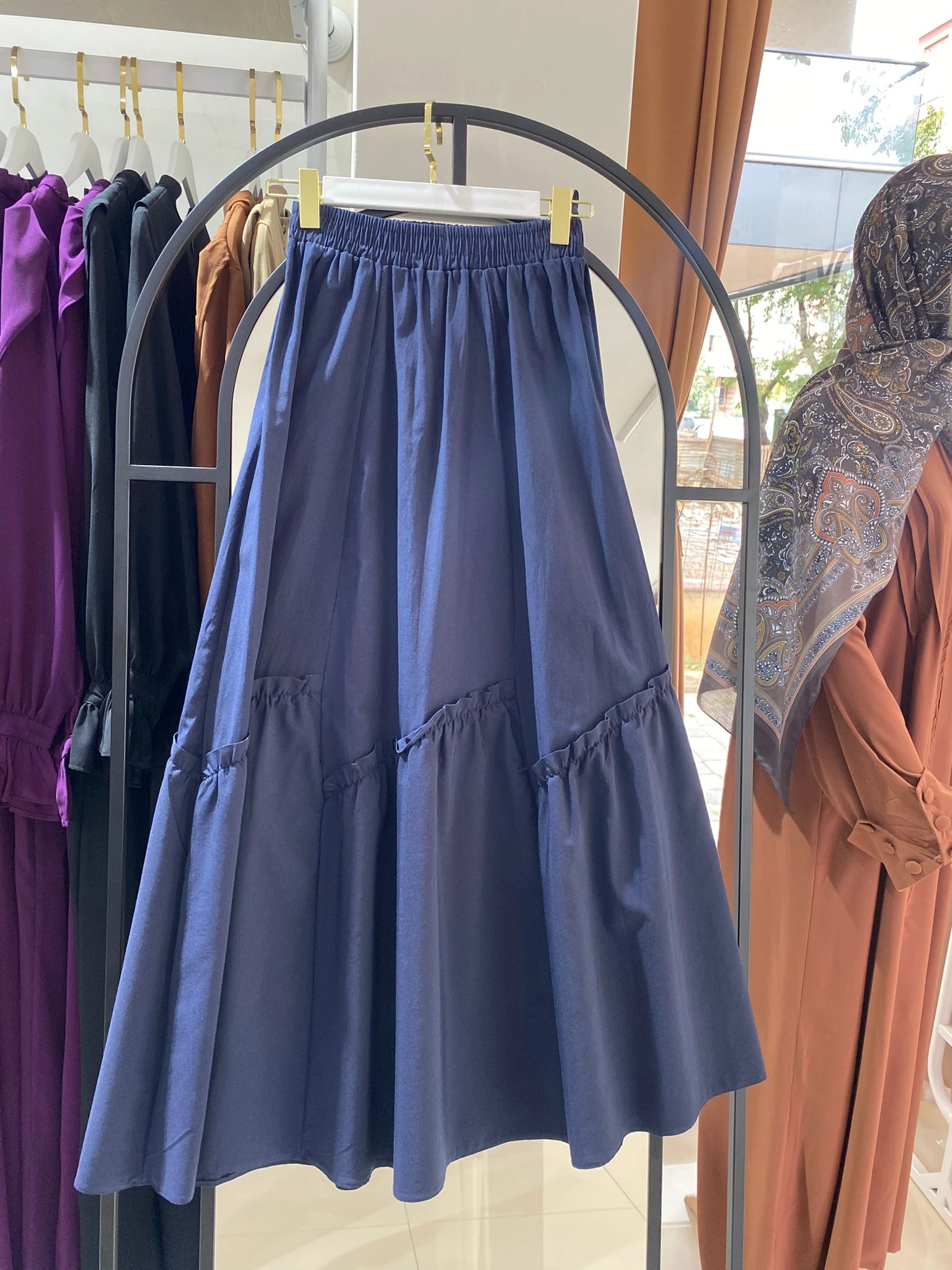 Bohem Katlı Etek - lacivert