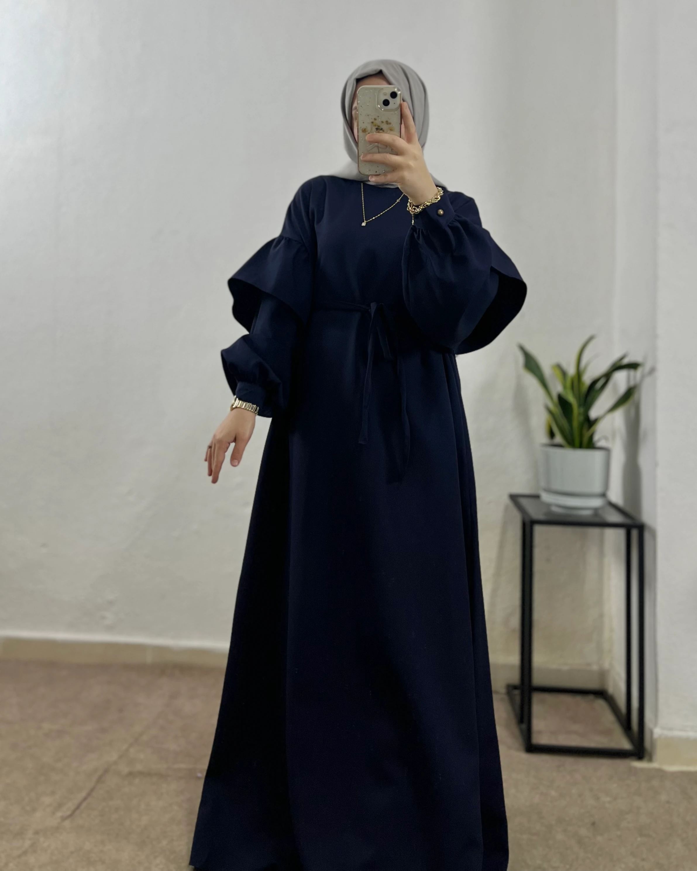 Volan Kol Liva Elbise - lacivert