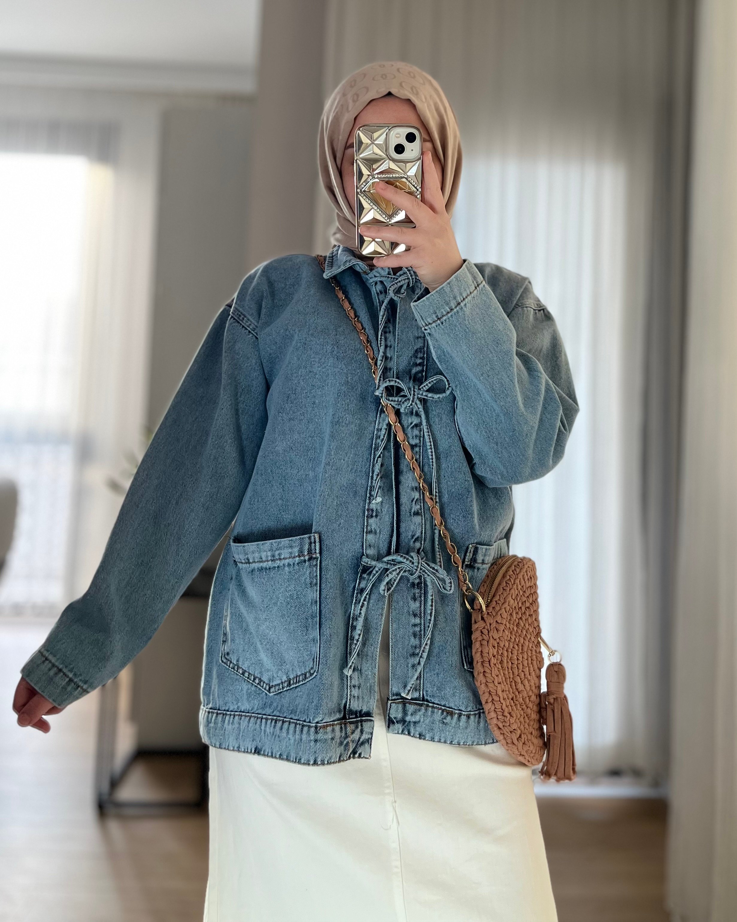 Bağcıklı Denim Ceket