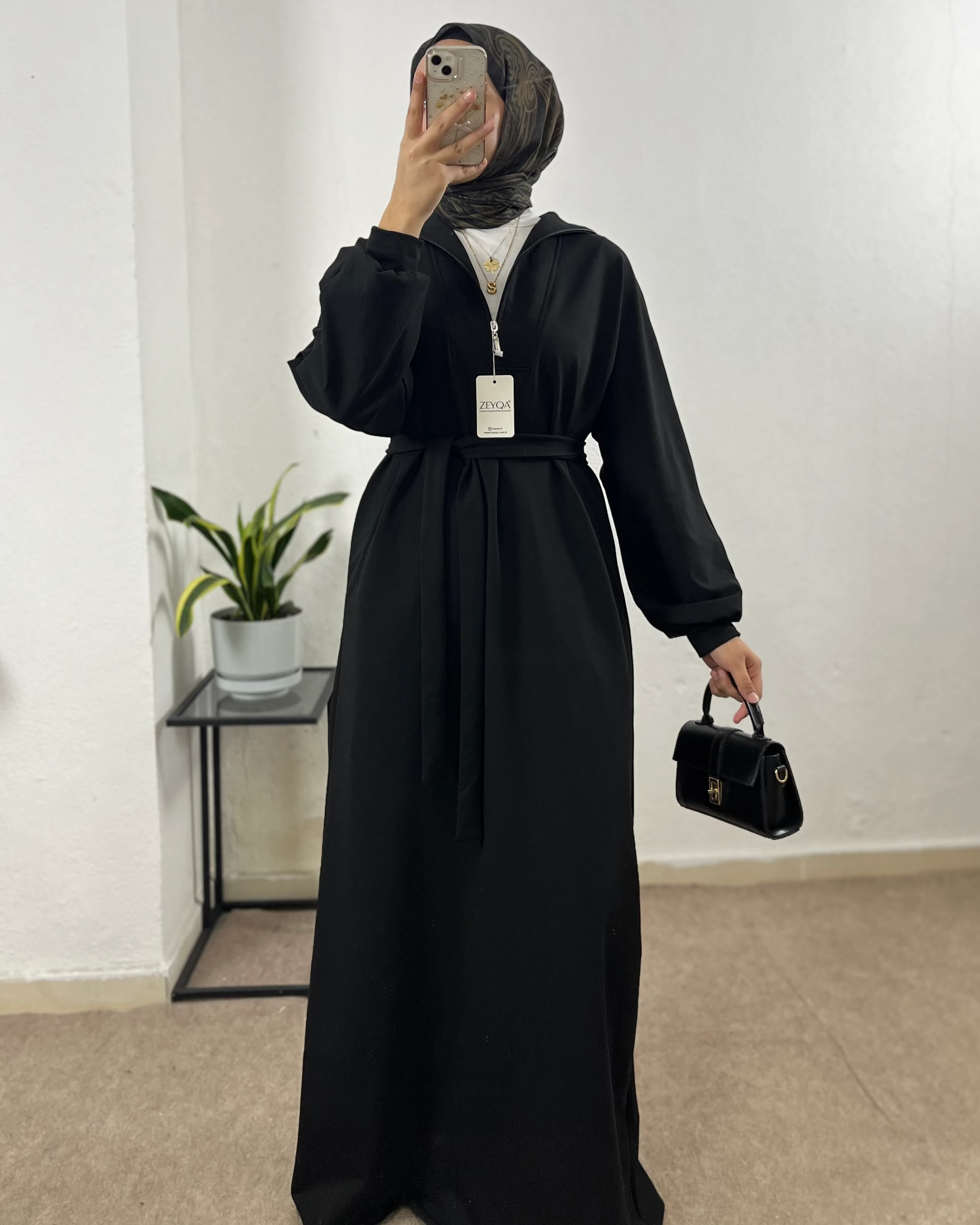 İki iplik Sweat Elbise - Siyah