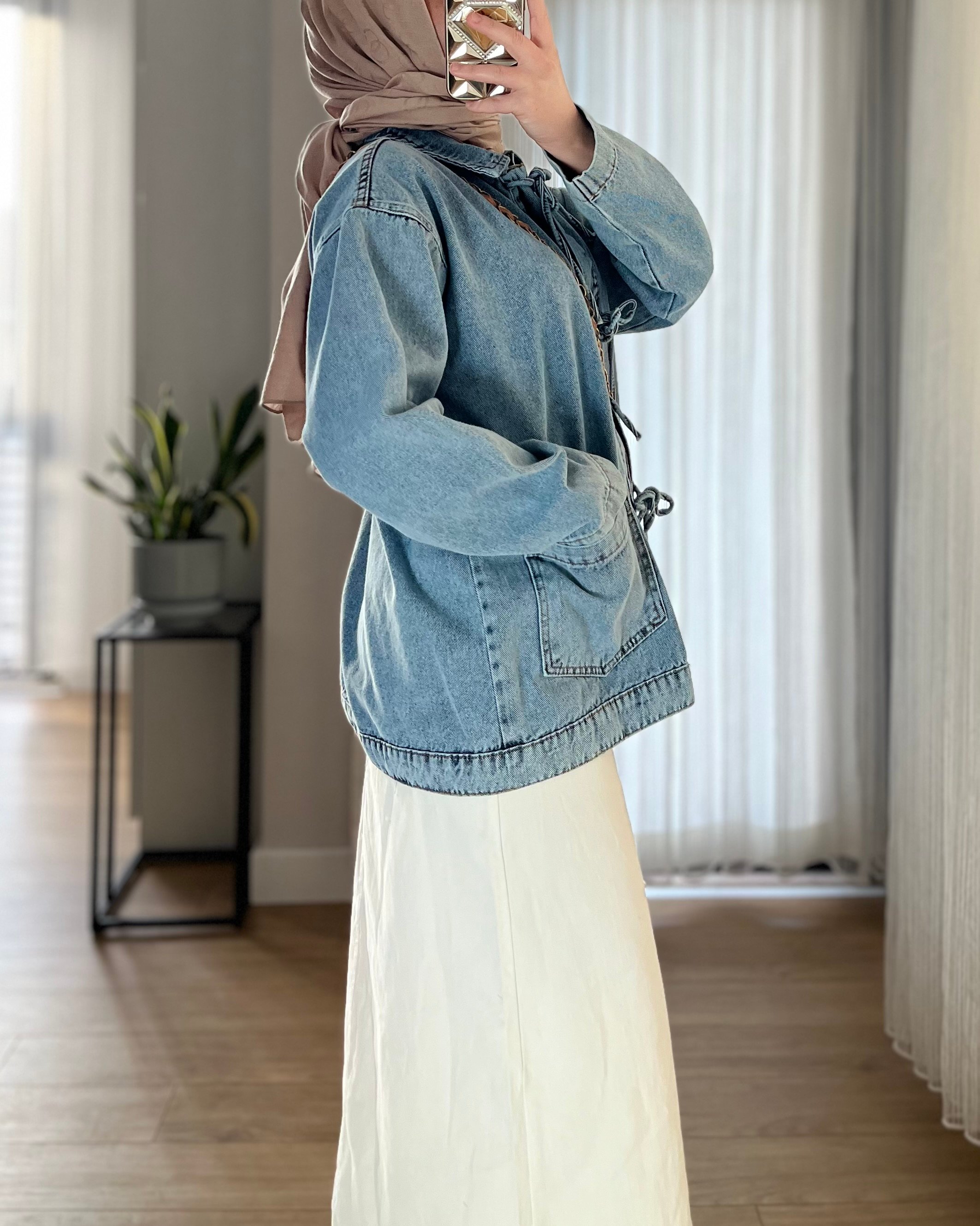 Bağcıklı Denim Ceket
