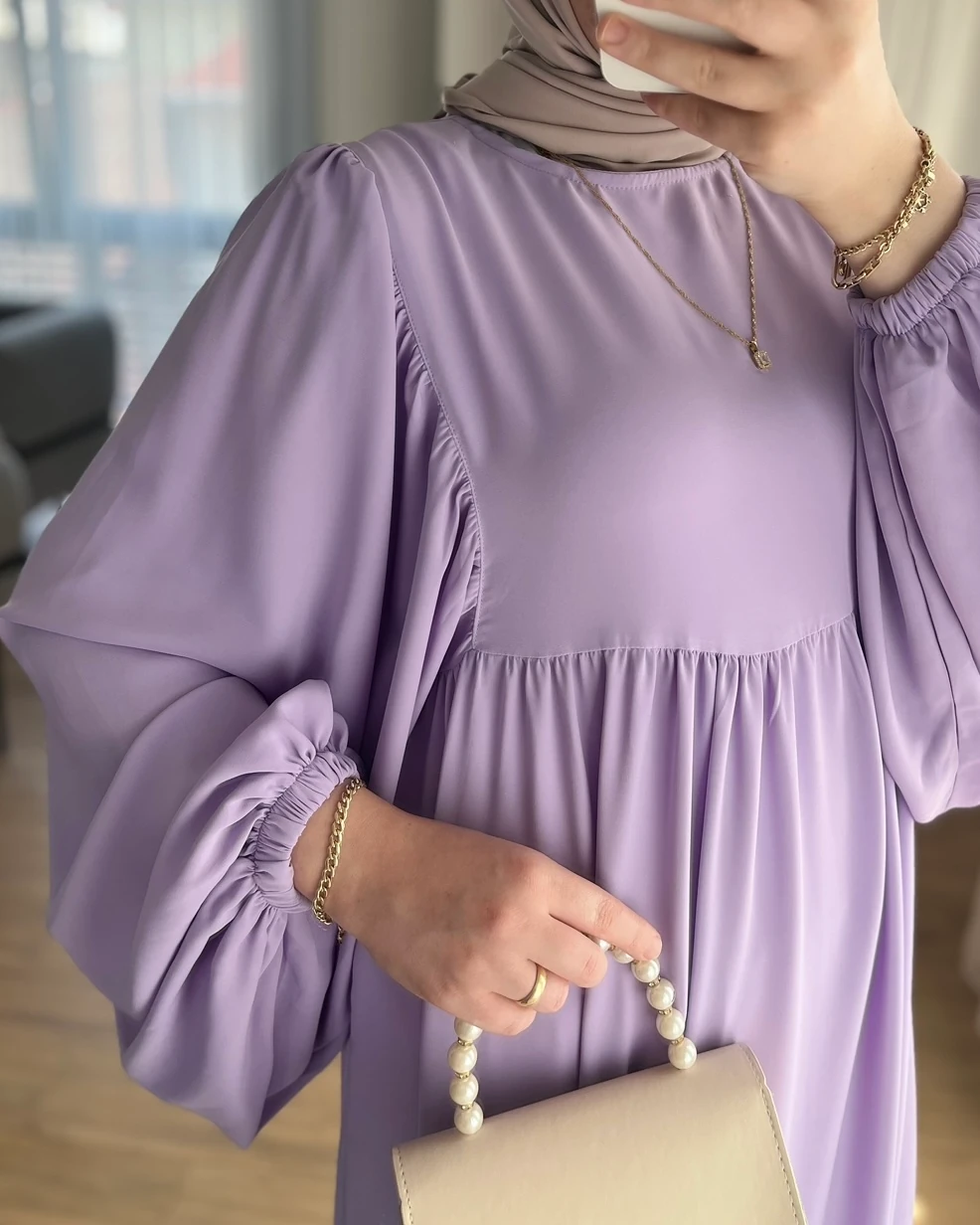 Leyl Balon Kol Elbise 