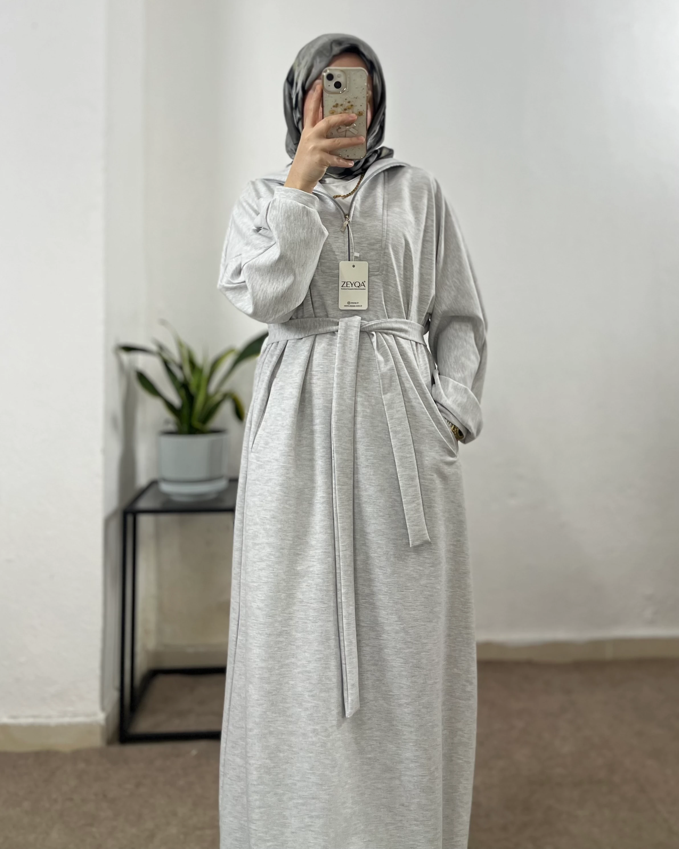 İki iplik Sweat Elbise - Gri