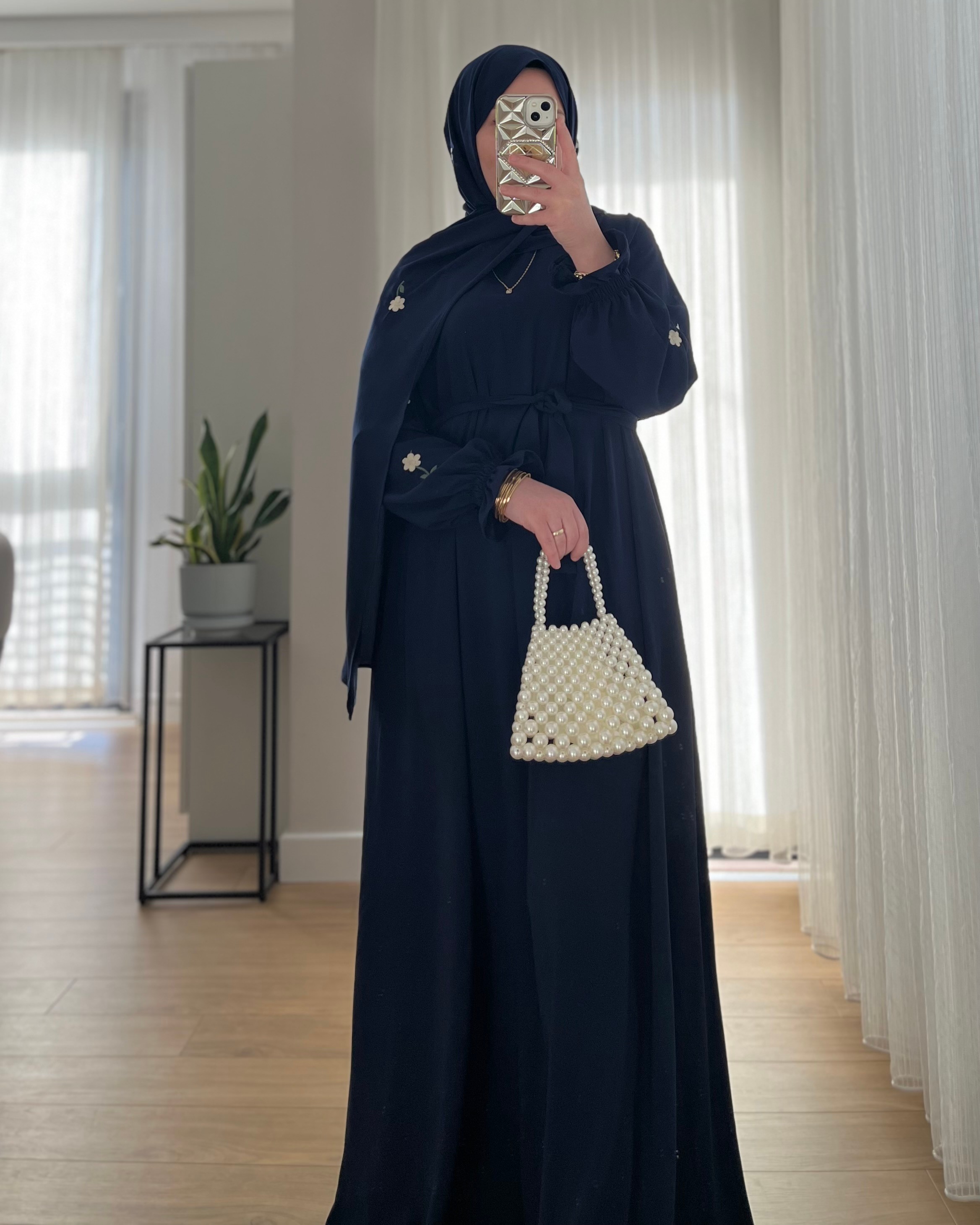 Nakış İşlemeli Abaya Elbise(Şal Dahil)