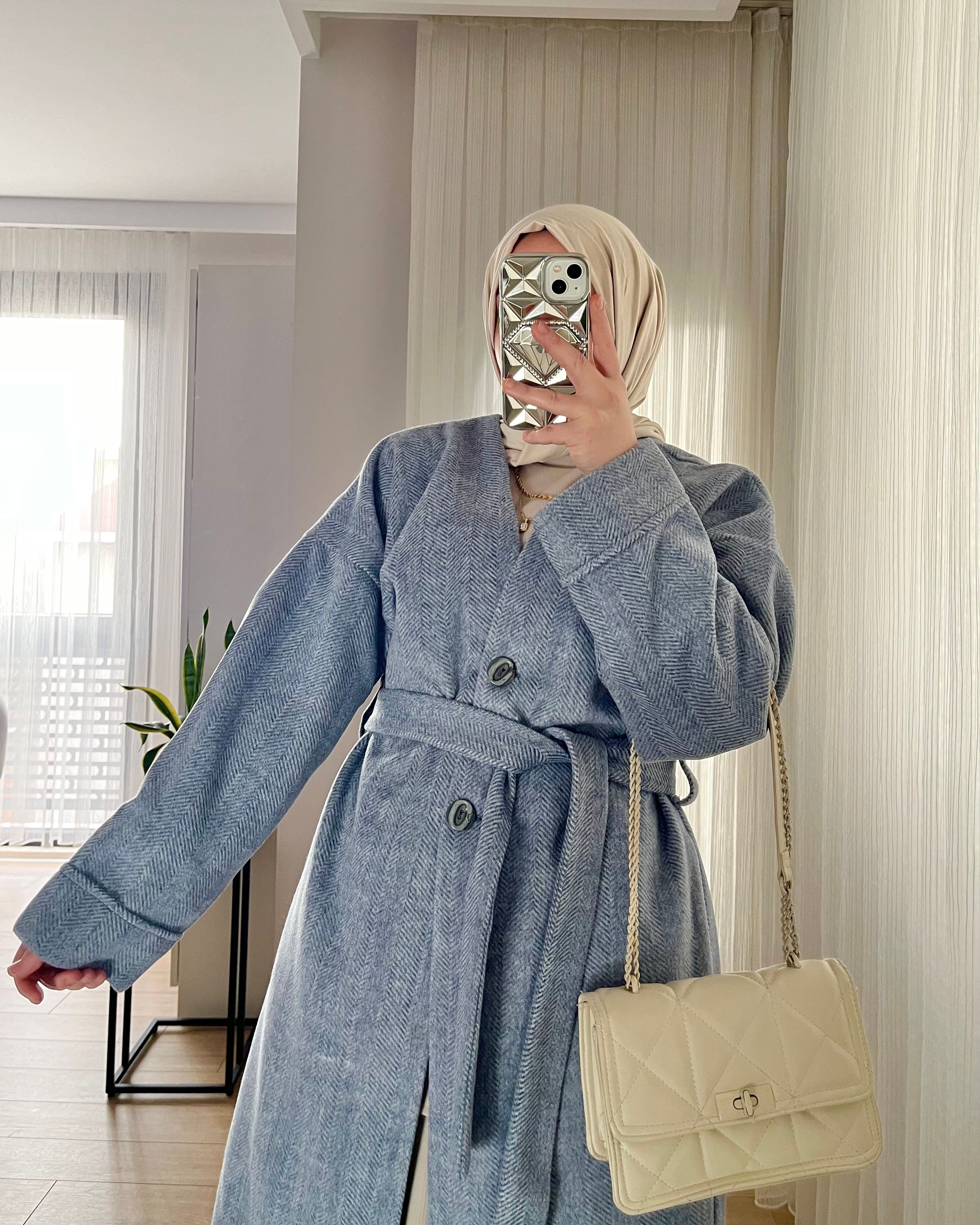 Premium Kaşe Kaban+Omuz Şalı Hediye-Laci