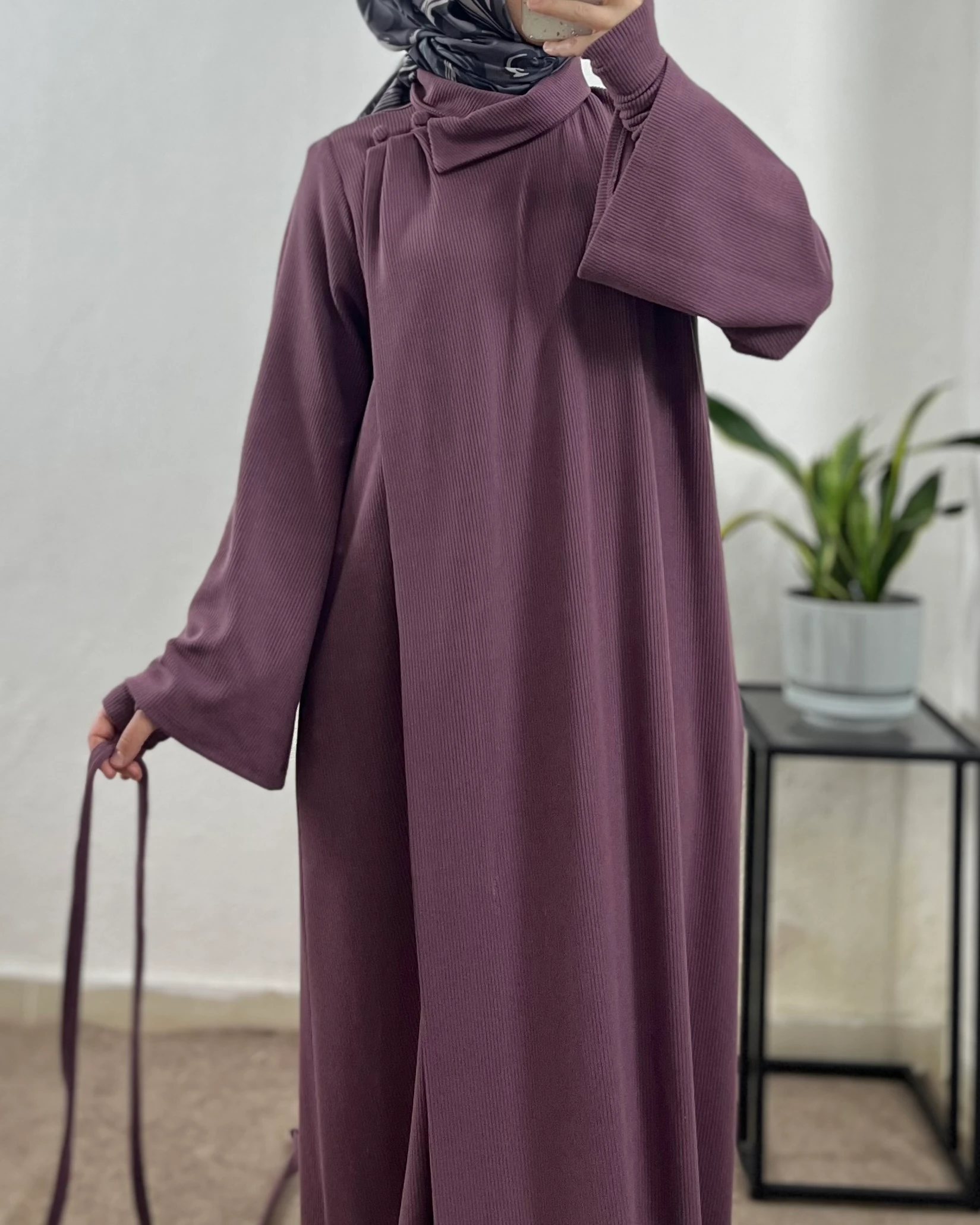 Anvelop Kışlık Elbise (Kolluk Hediyeli) - Leylak