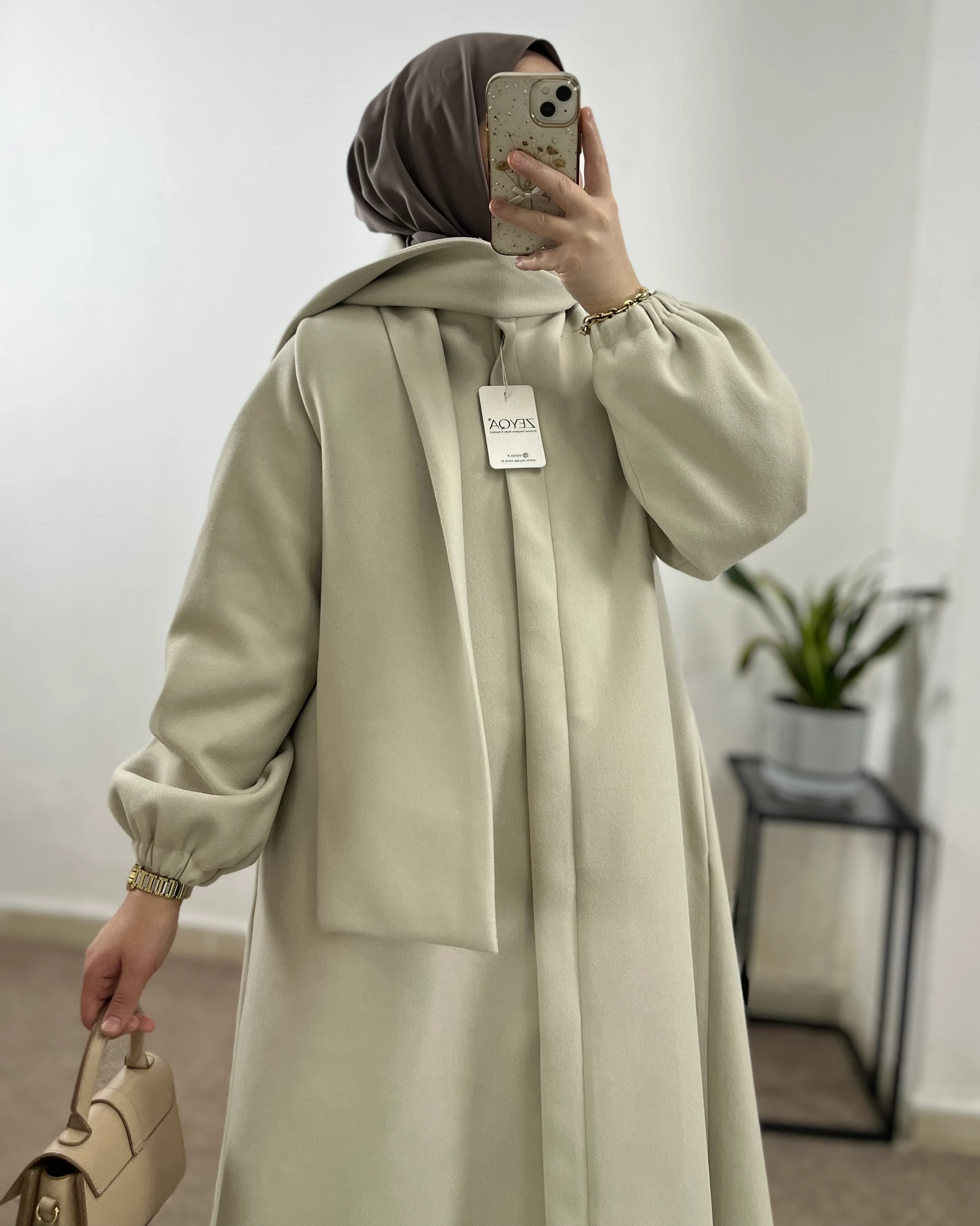 Astarlı Mevlana Kaban+Atkı Hediyeli - Ekru