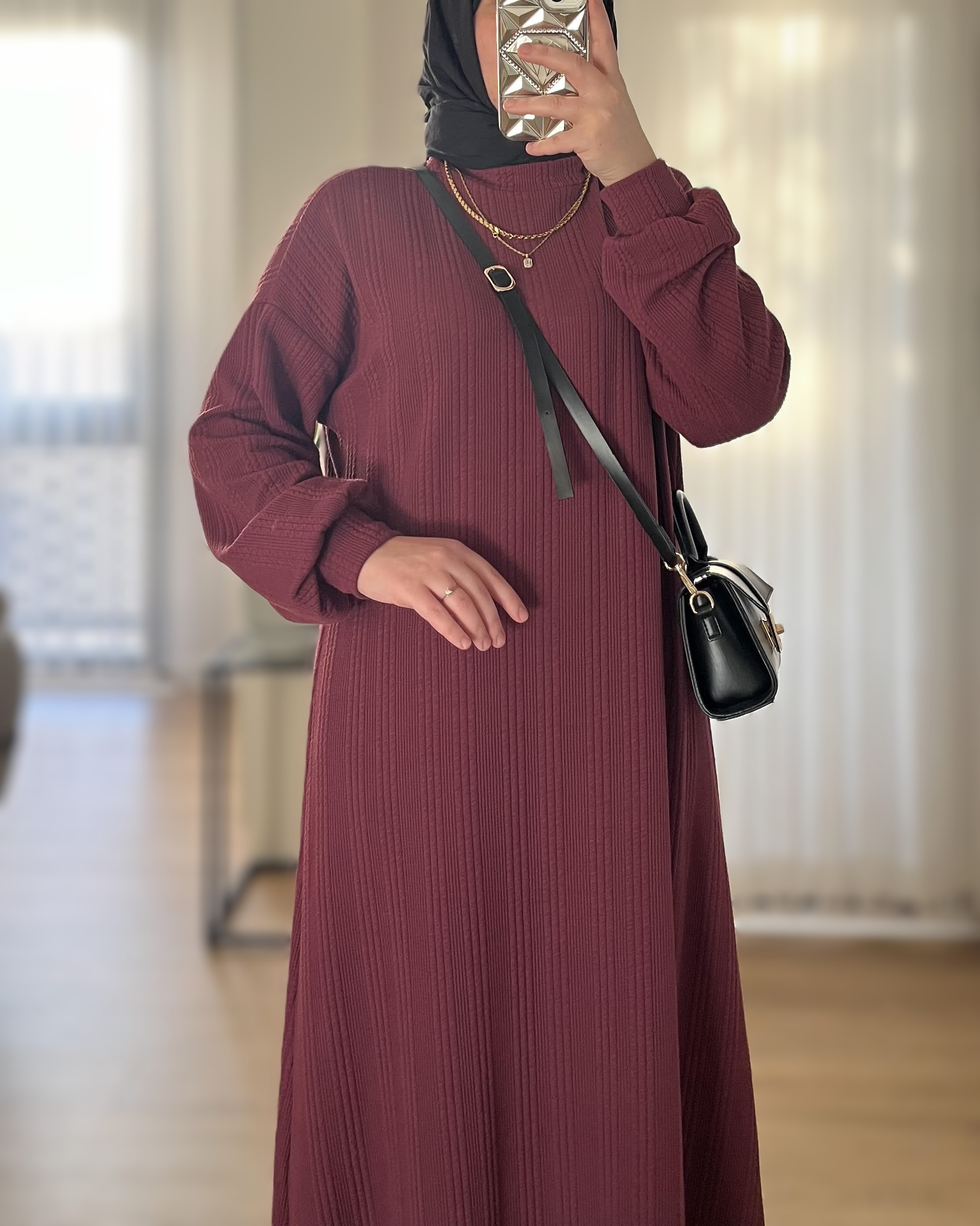 Asya Örme Elbise-Mürdüm (Kemer Hediyeli)