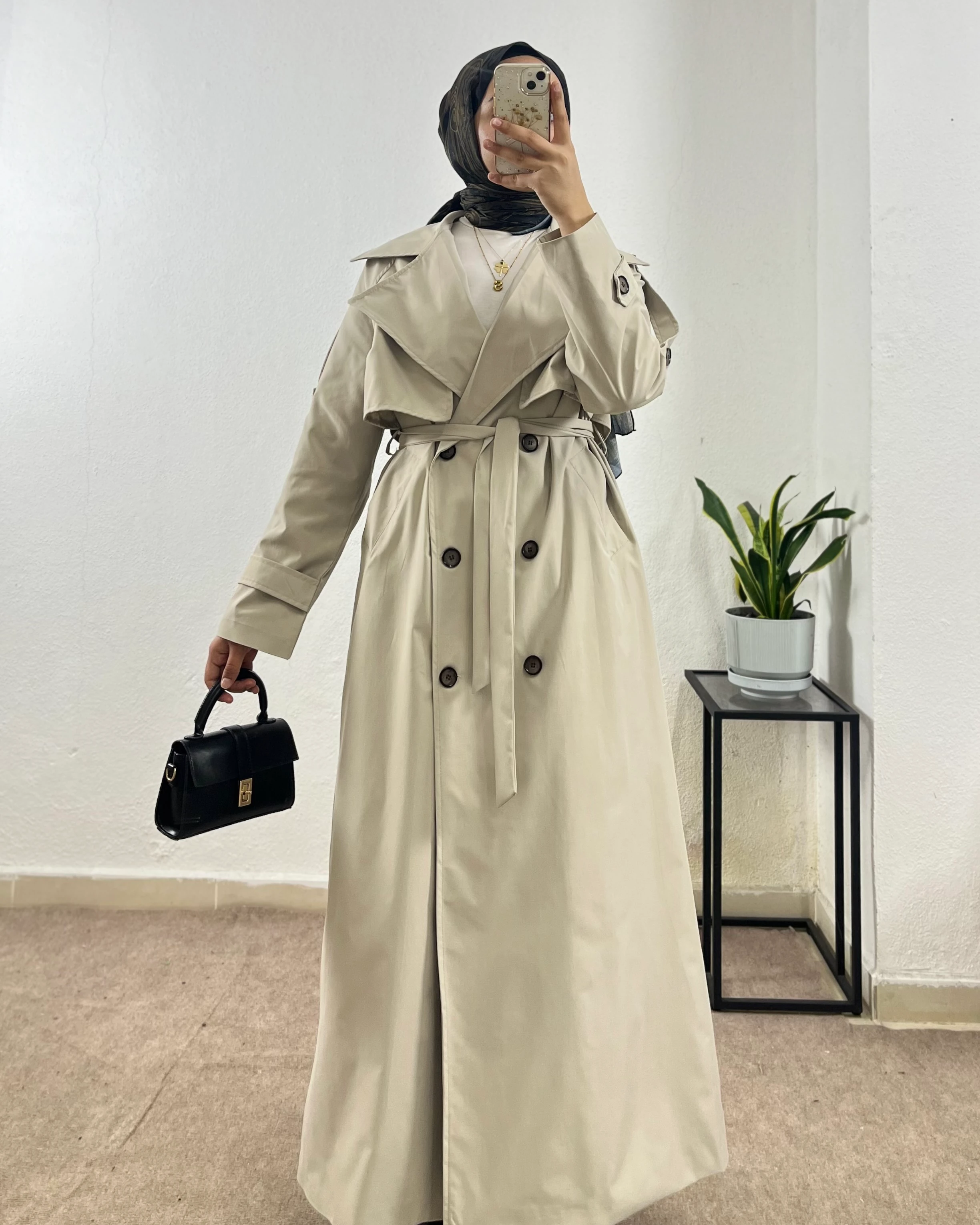 Astarlı Uzun Klasik Trençkot 