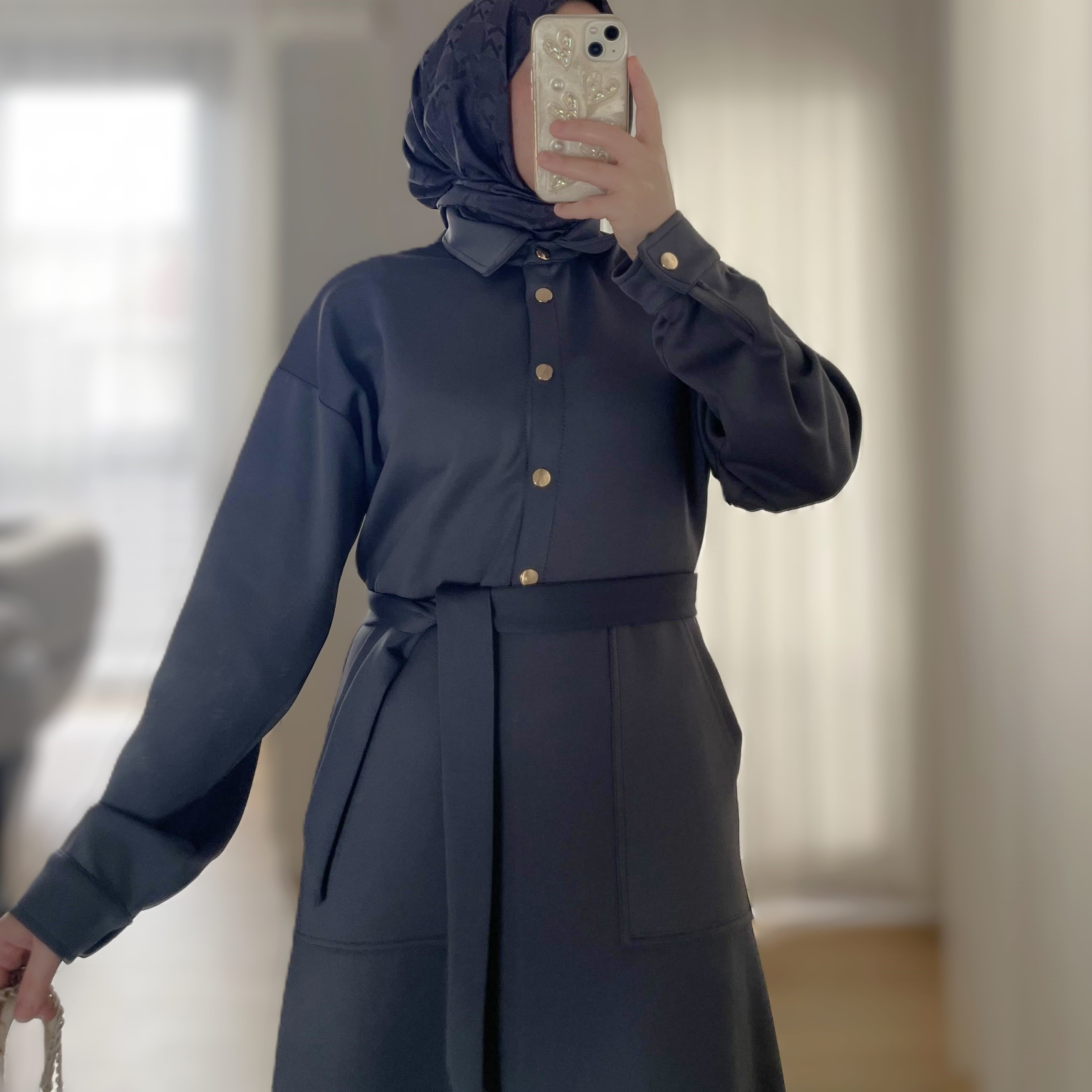 Çıtçıtlı Scuba Elbise-Antrasit