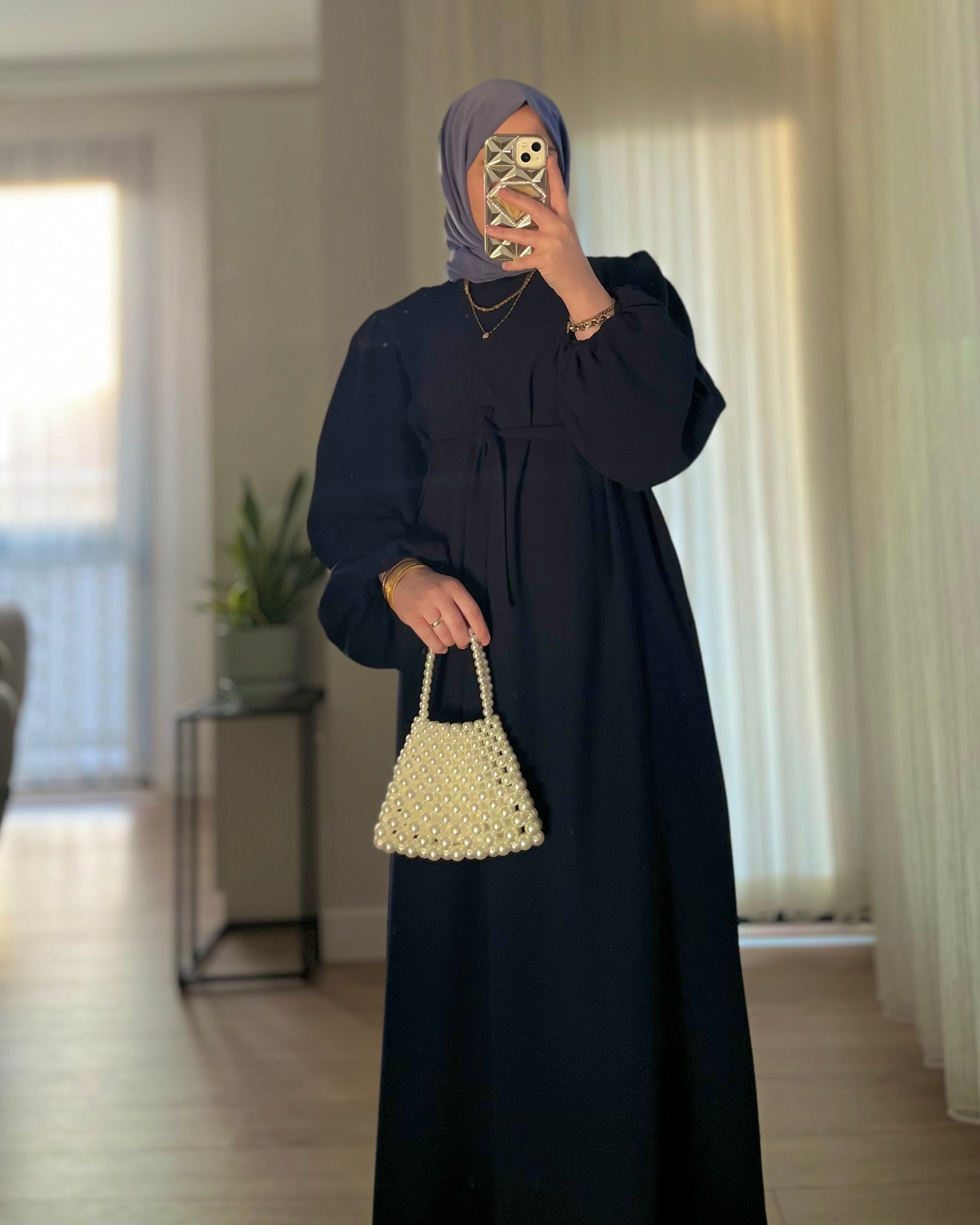 Balon Kol Krep Elbise