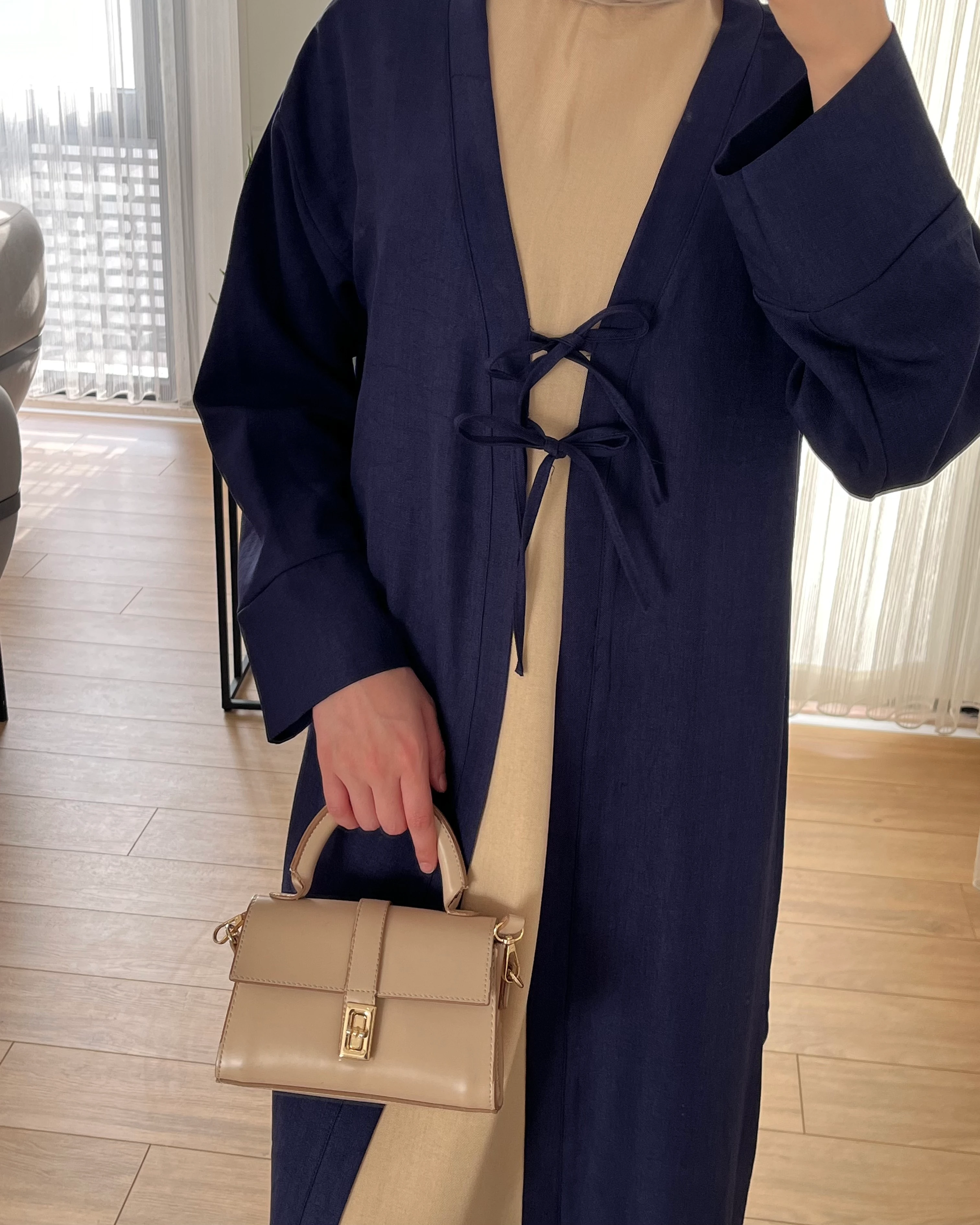 İkili Keten Abaya Takım