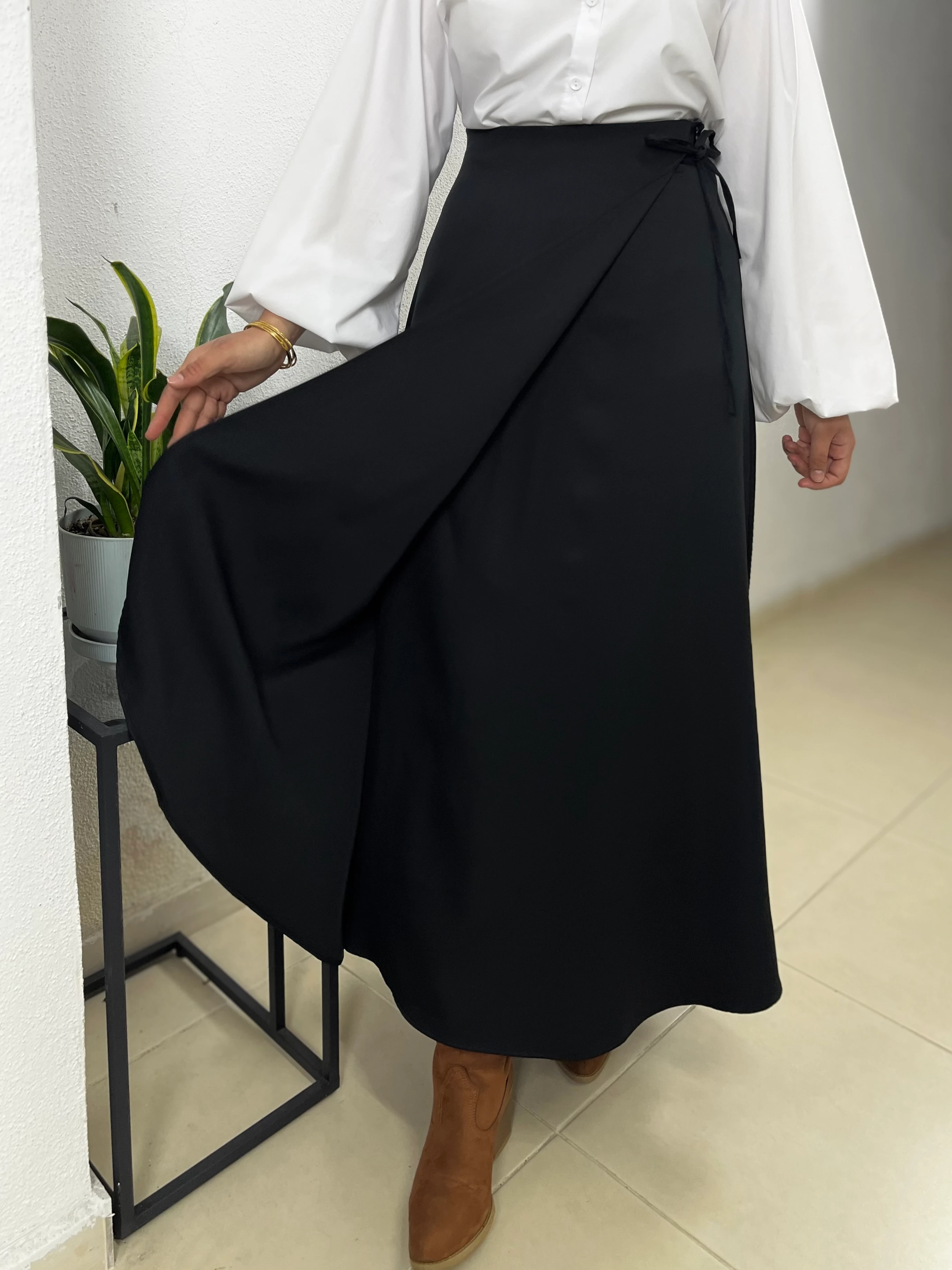 Anveloplu Etek - Siyah