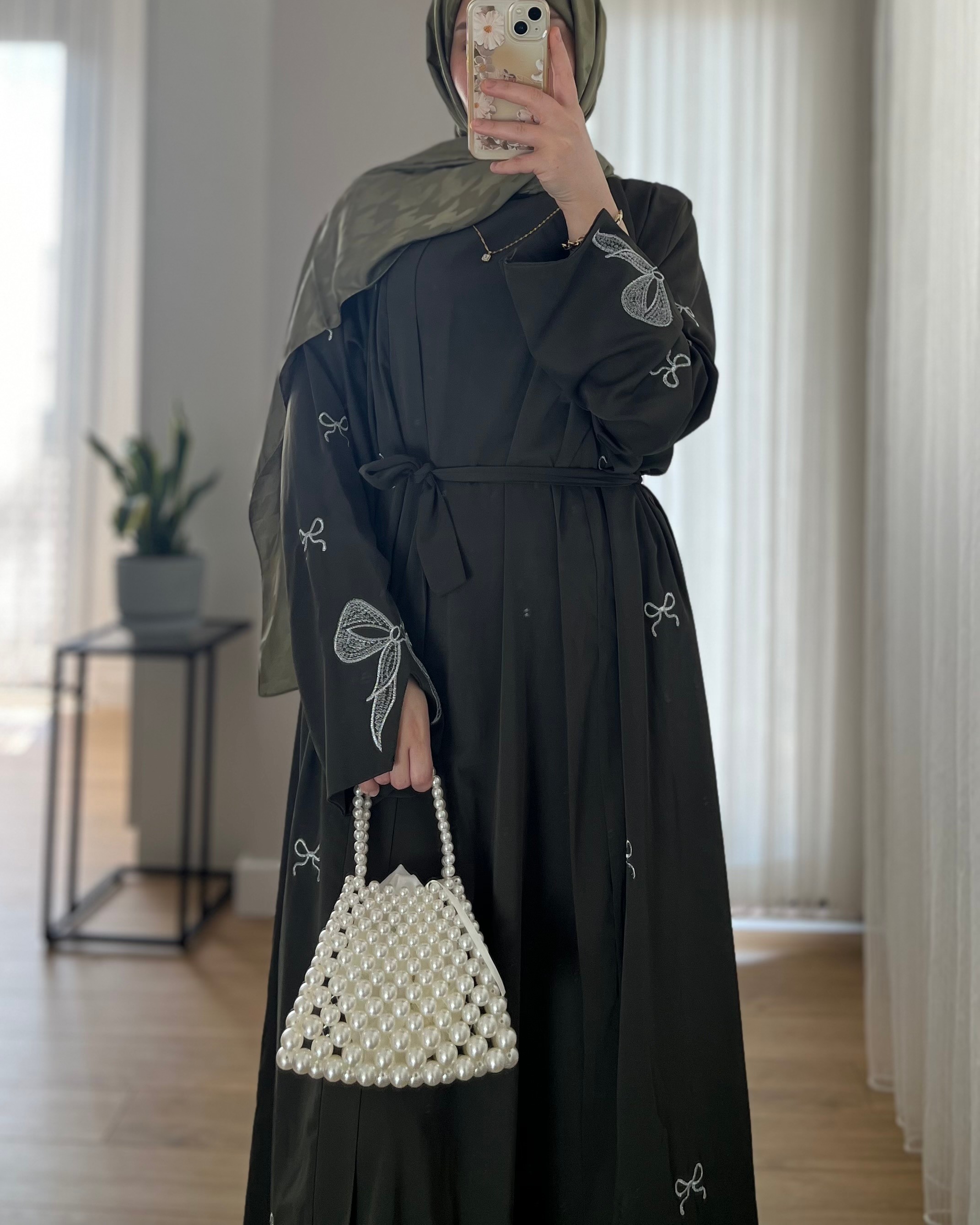 Kurdeleli Abaya Takım  - Haki