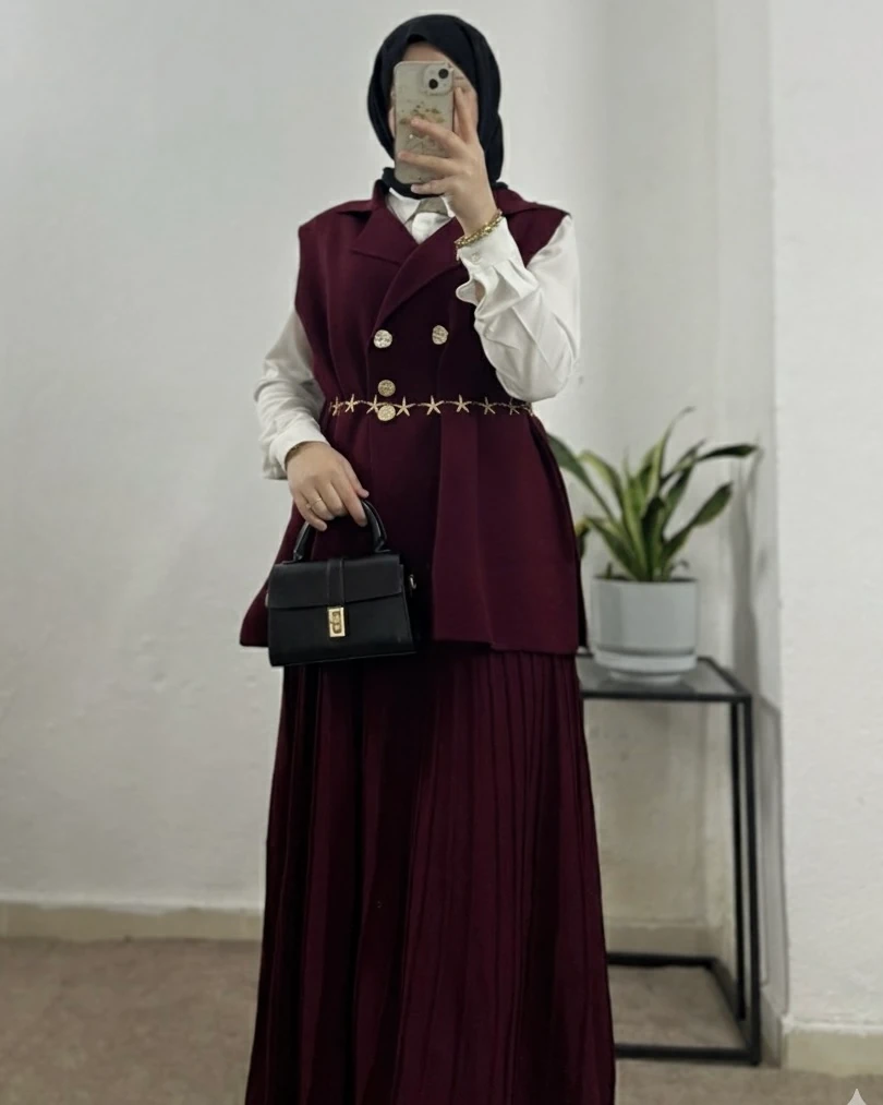 Yelek& Etekli Triko Takım+ (Kemer Hediyeli)