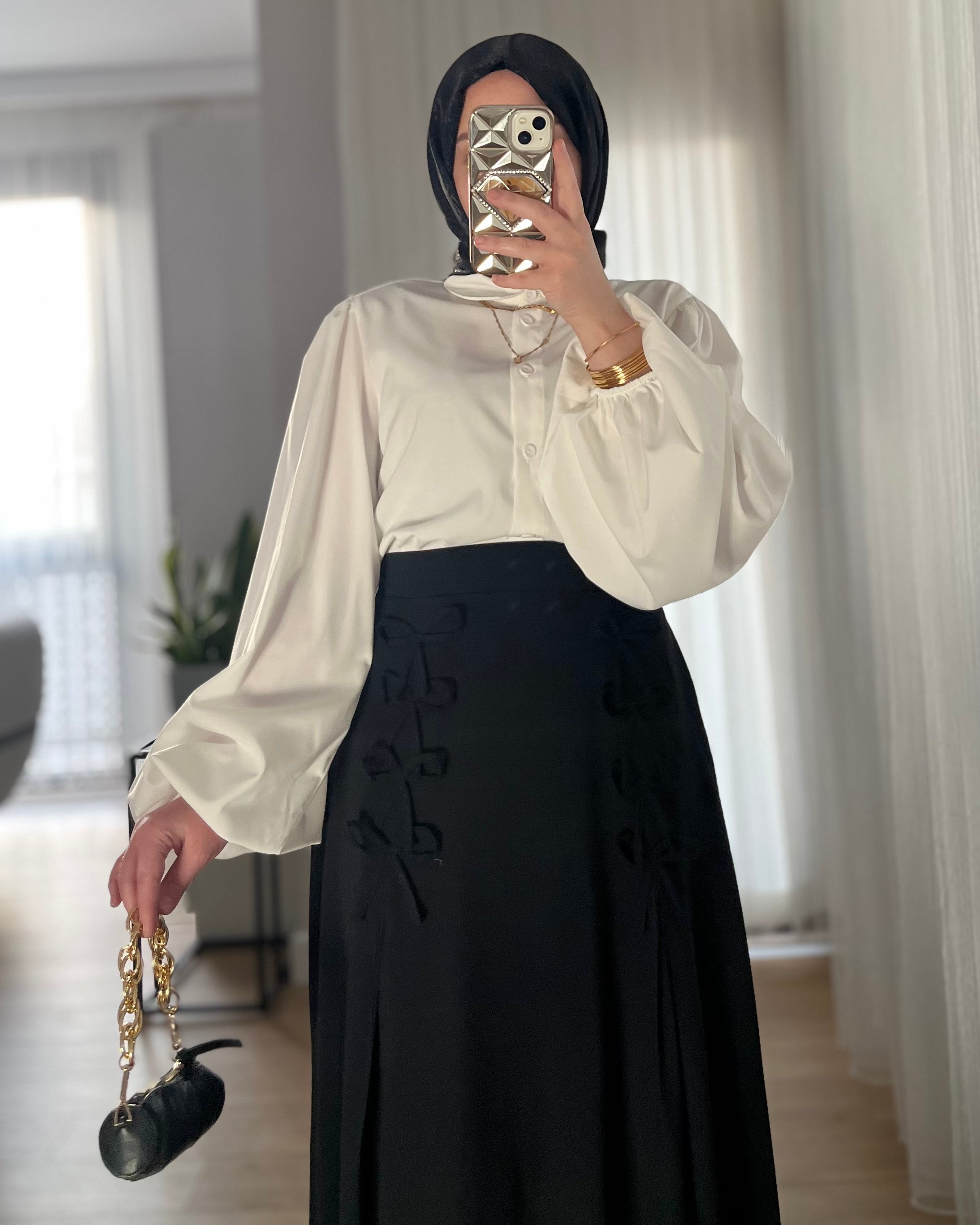 Fiyonk Detaylı Etek - Siyah