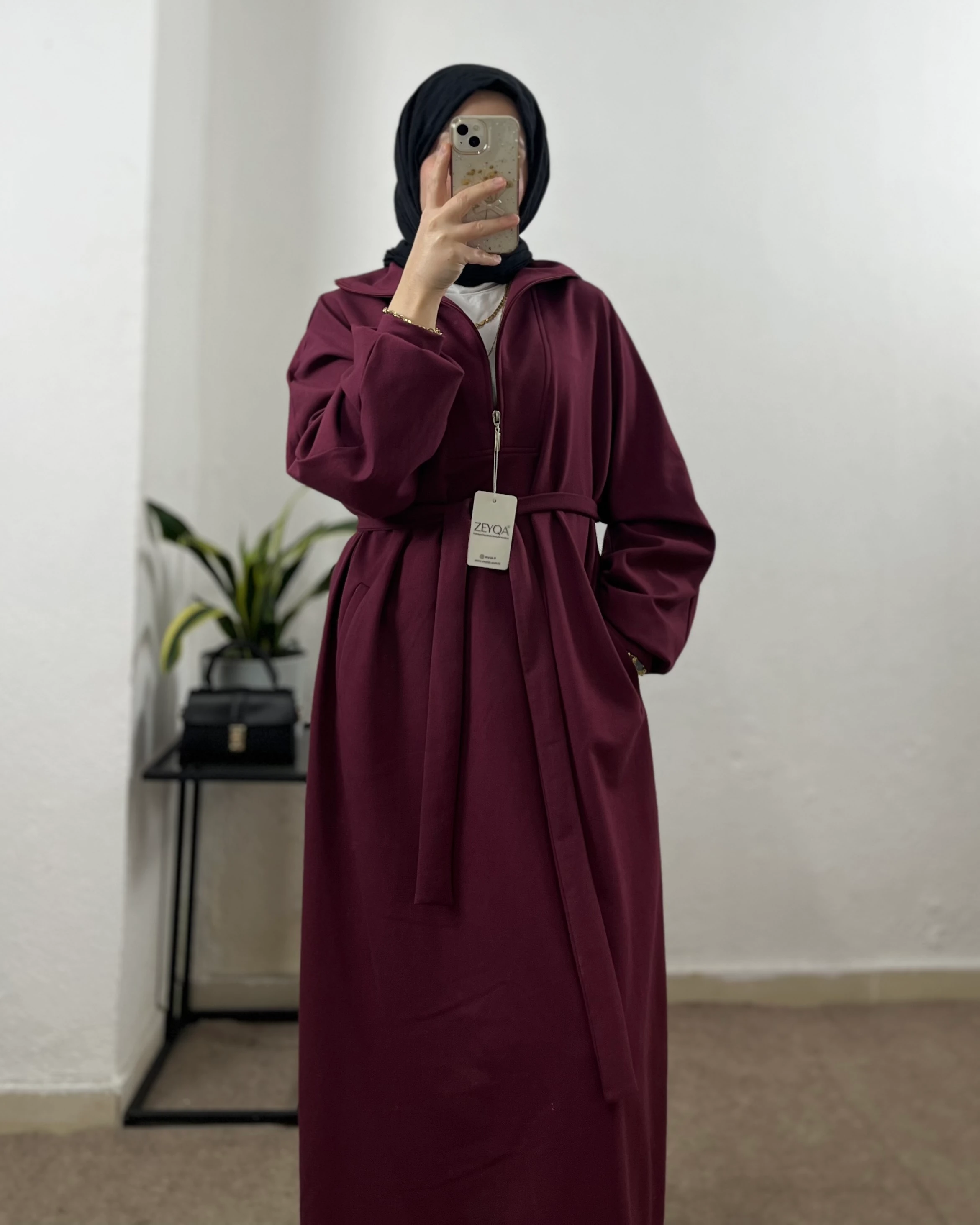 İki iplik Sweat Elbise - Bordo